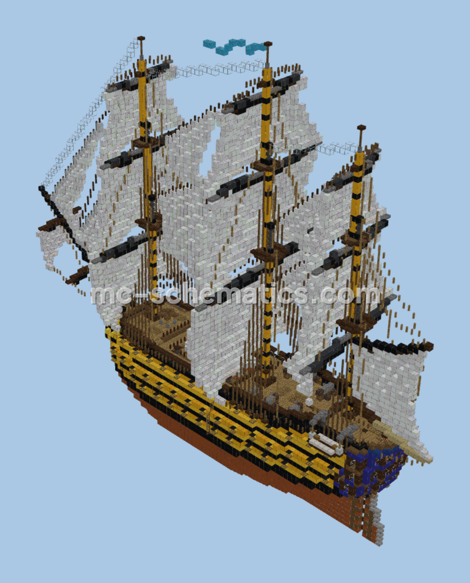 18th Century Man O War Ship Minecraft schematic preview