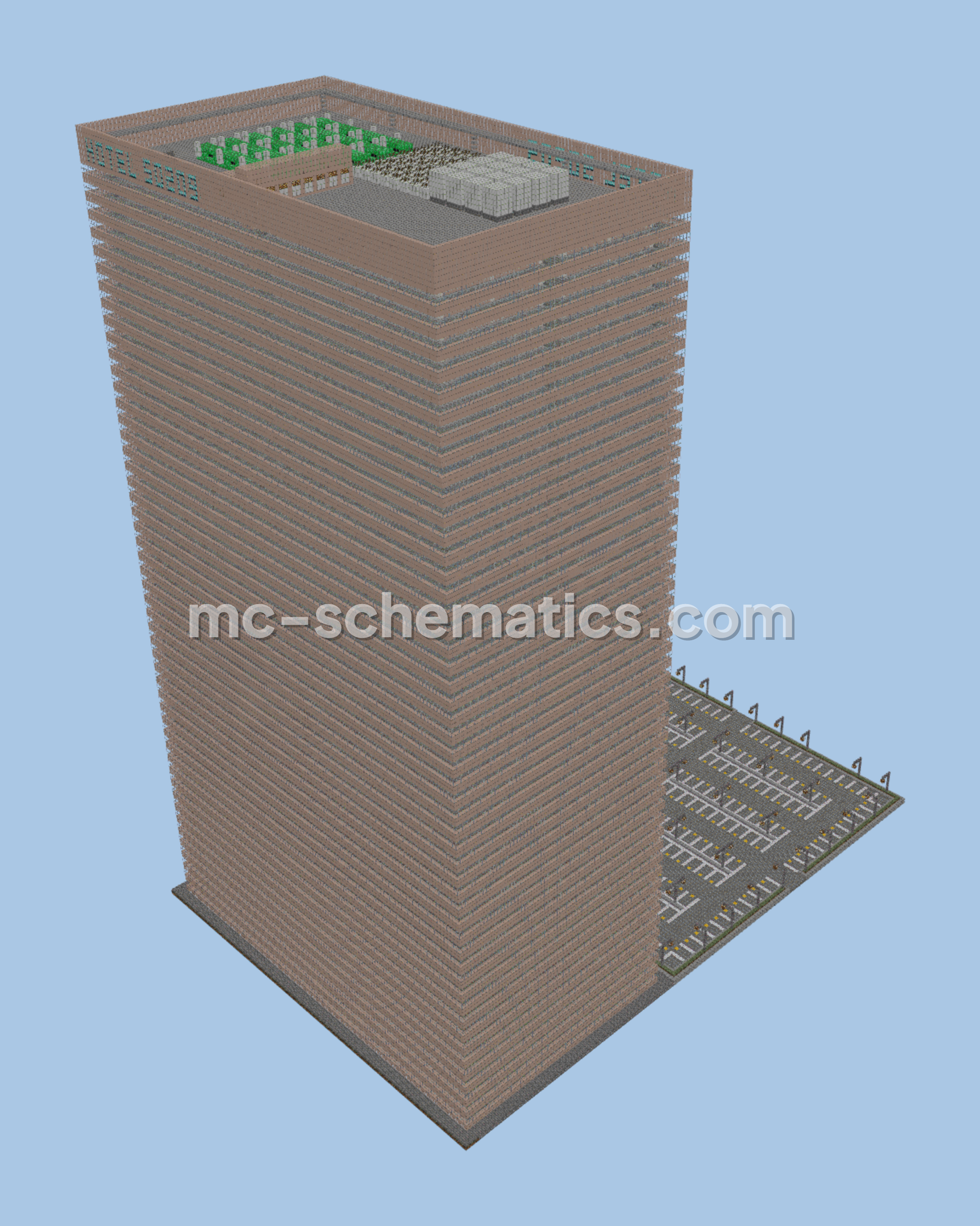 50 Story Hotel Tower Minecraft schematic preview