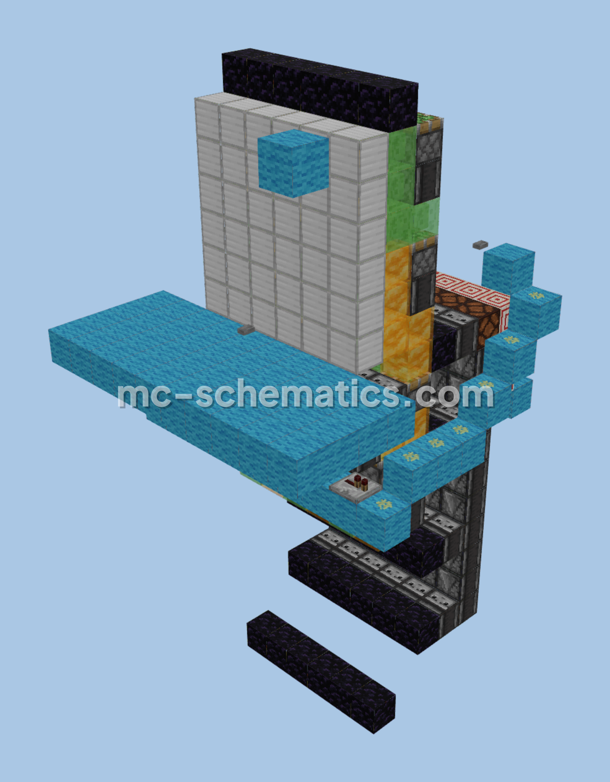 6x6 Honey Slime Vertical Piston Door Minecraft schematic preview