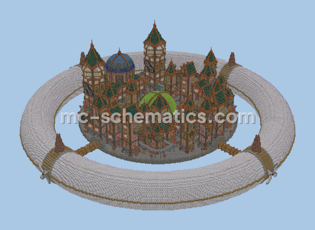 AeroSteam Floating Steampunk City Build Minecraft schematic preview