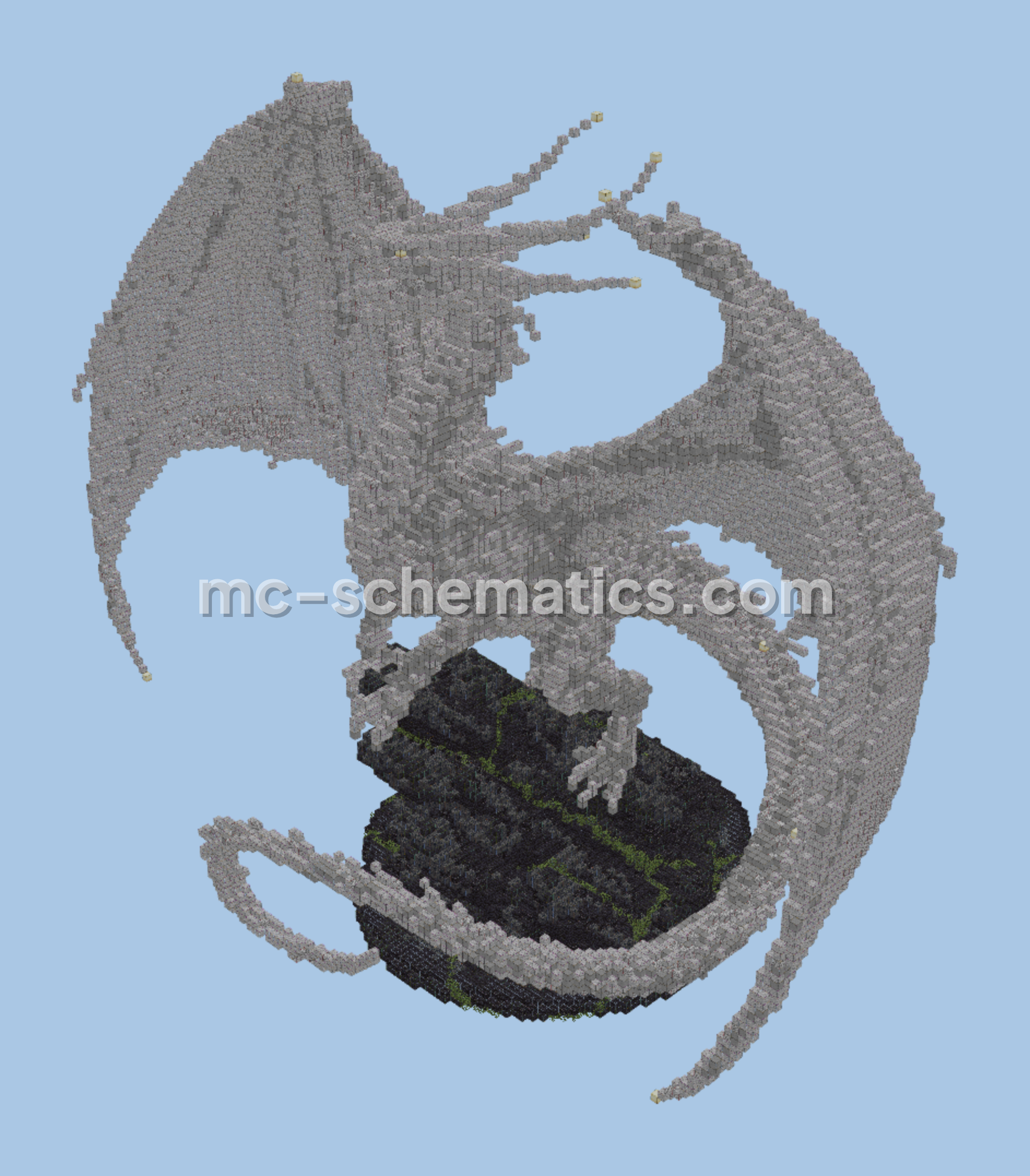 Alabaster Dragon Statue - Large Minecraft Sculpture Minecraft schematic preview