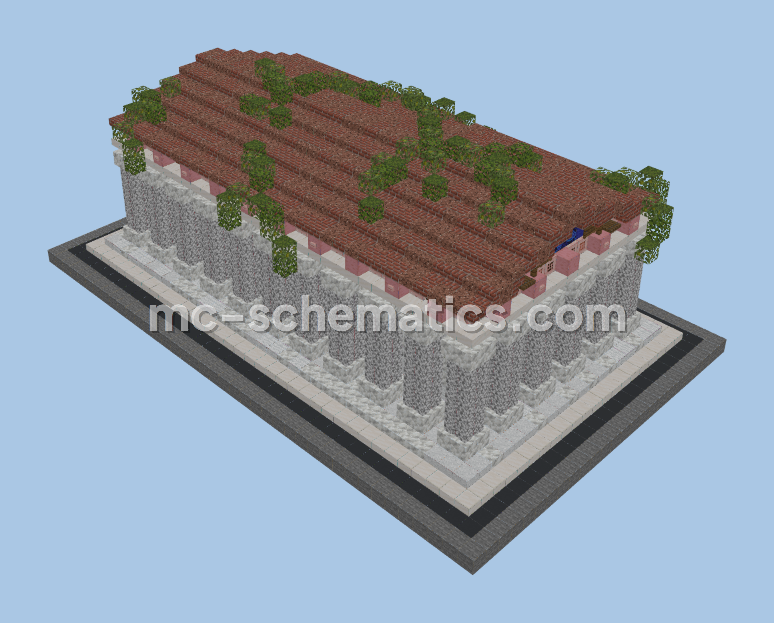 Ancient Greek Temple - Gray Concrete &amp; Diorite Minecraft schematic preview