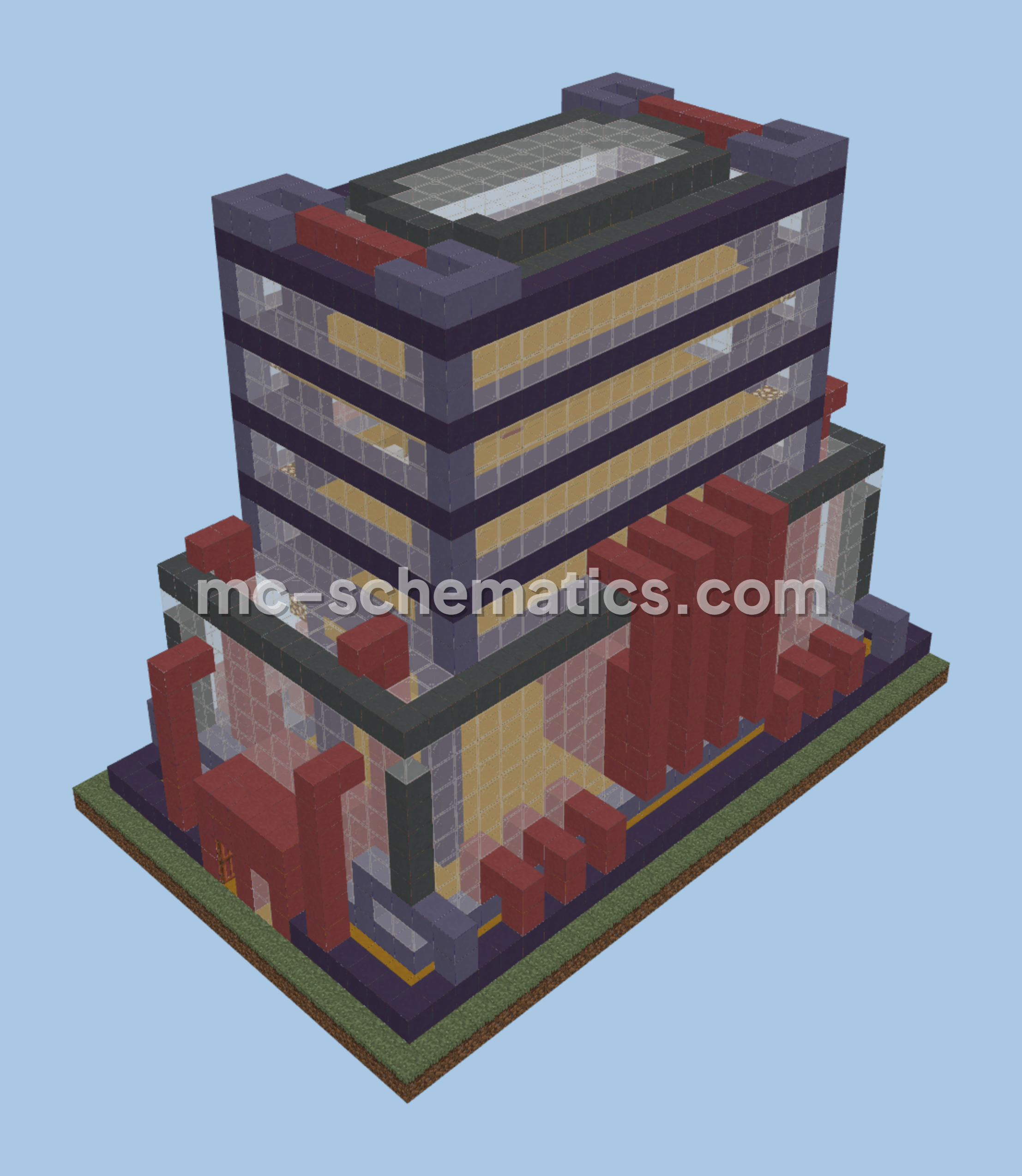 Apartment Building With Colorful Block Design Minecraft schematic preview