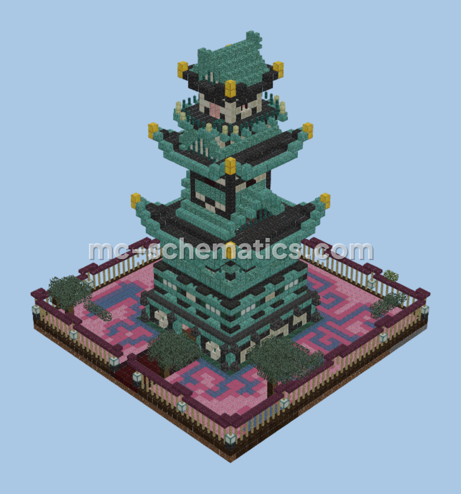 Asian Style Temple Structure Minecraft schematic preview