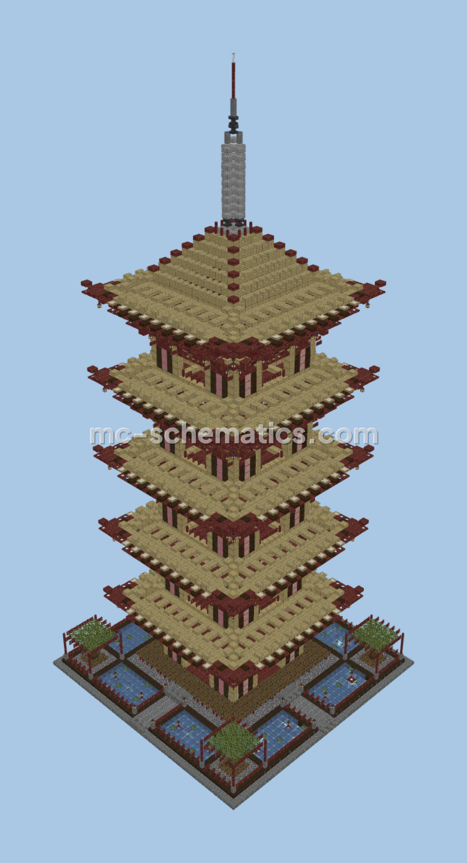 Asian Temple Structure Minecraft schematic preview