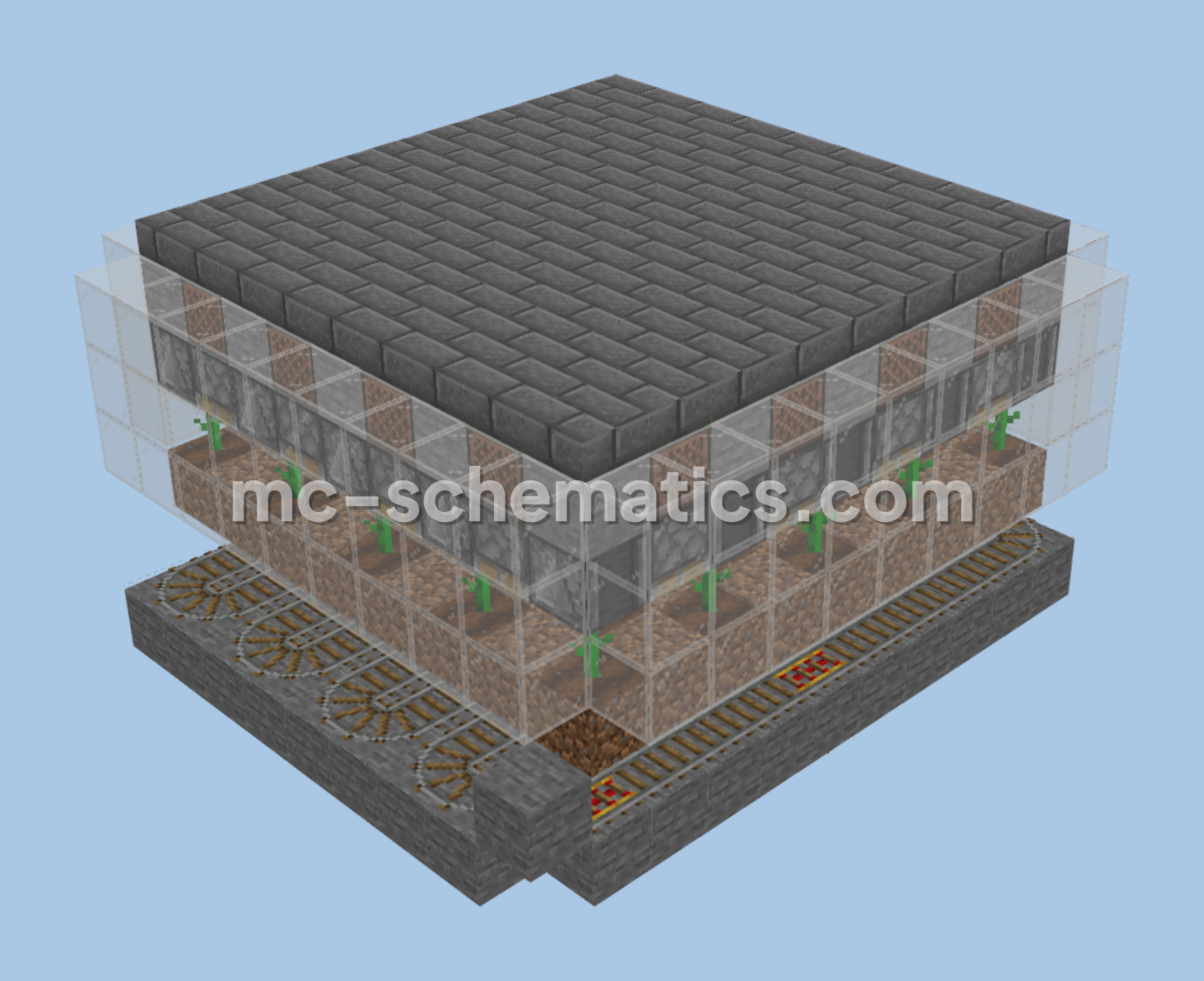 Automated Melon Pumpkin Farm Minecraft schematic preview