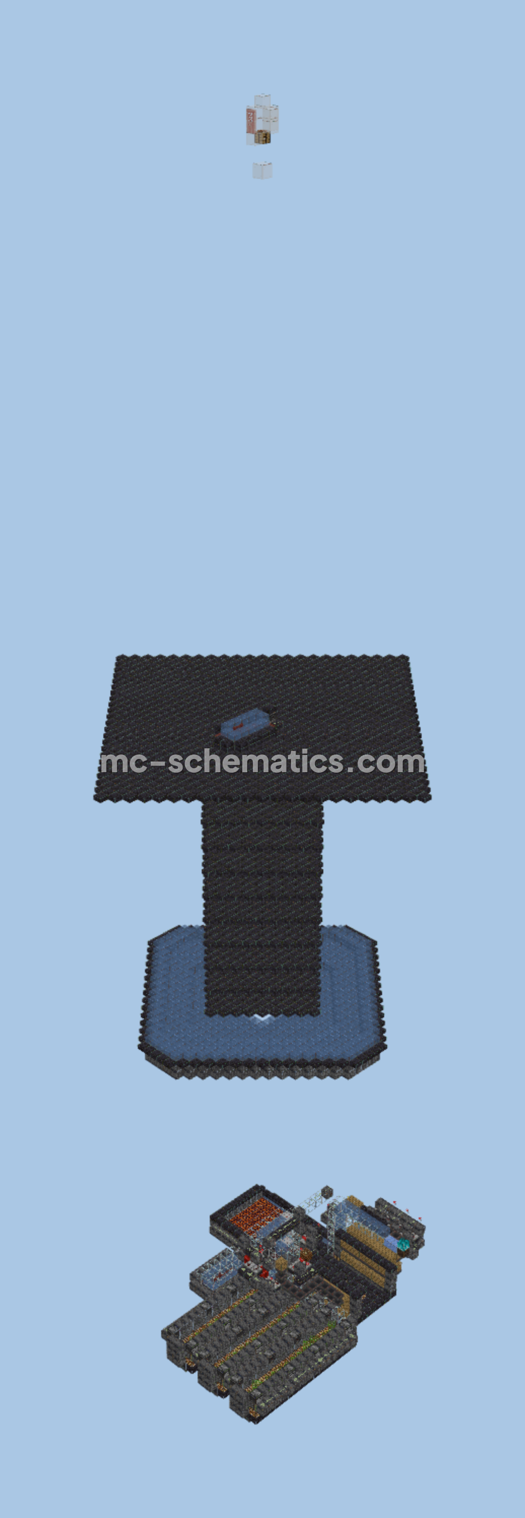 Automated Mob Grinder with Sugar Cane Farm and Rocket Crafter Minecraft schematic