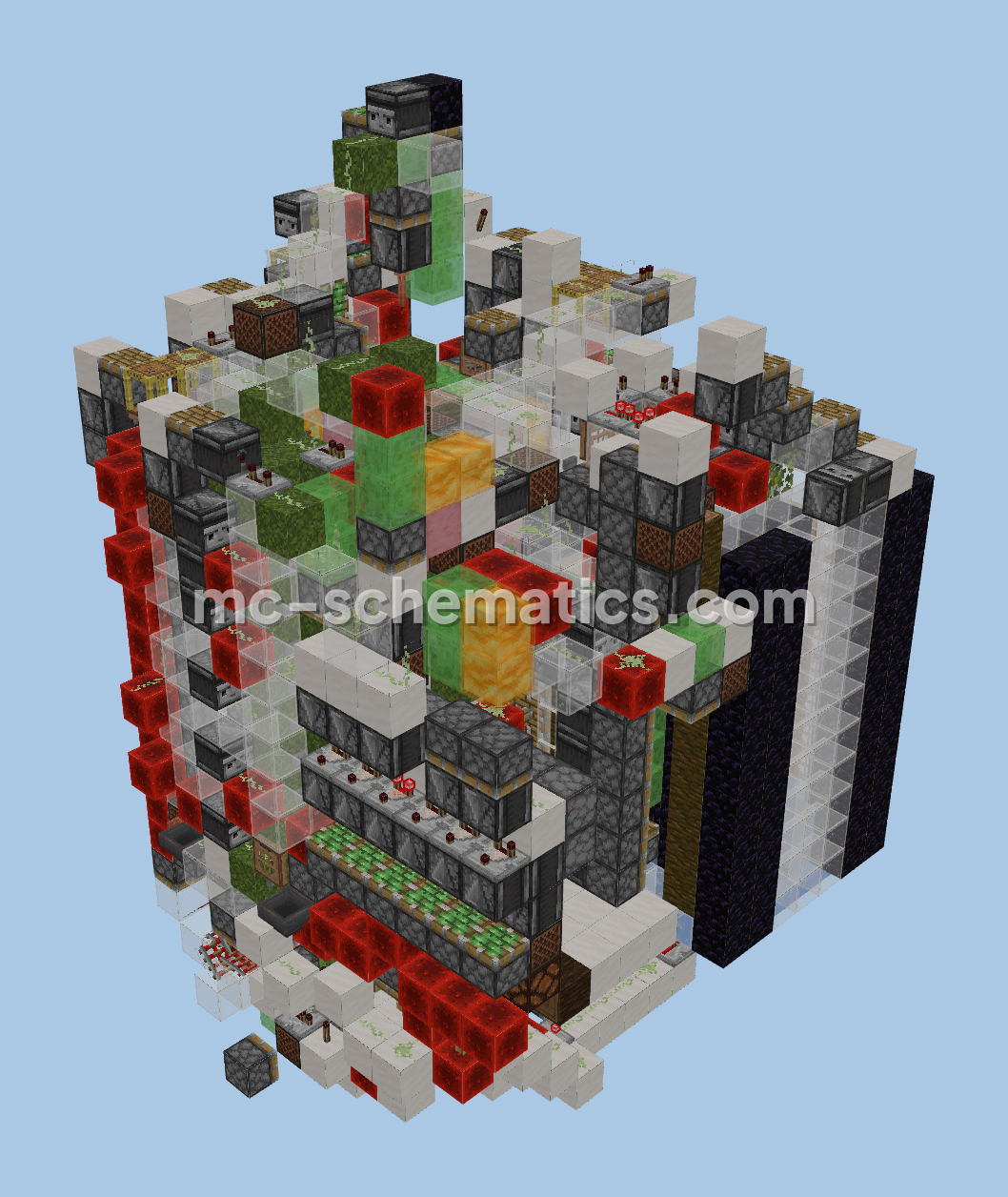 Automated Six-Wood Lumber Farm Minecraft schematic