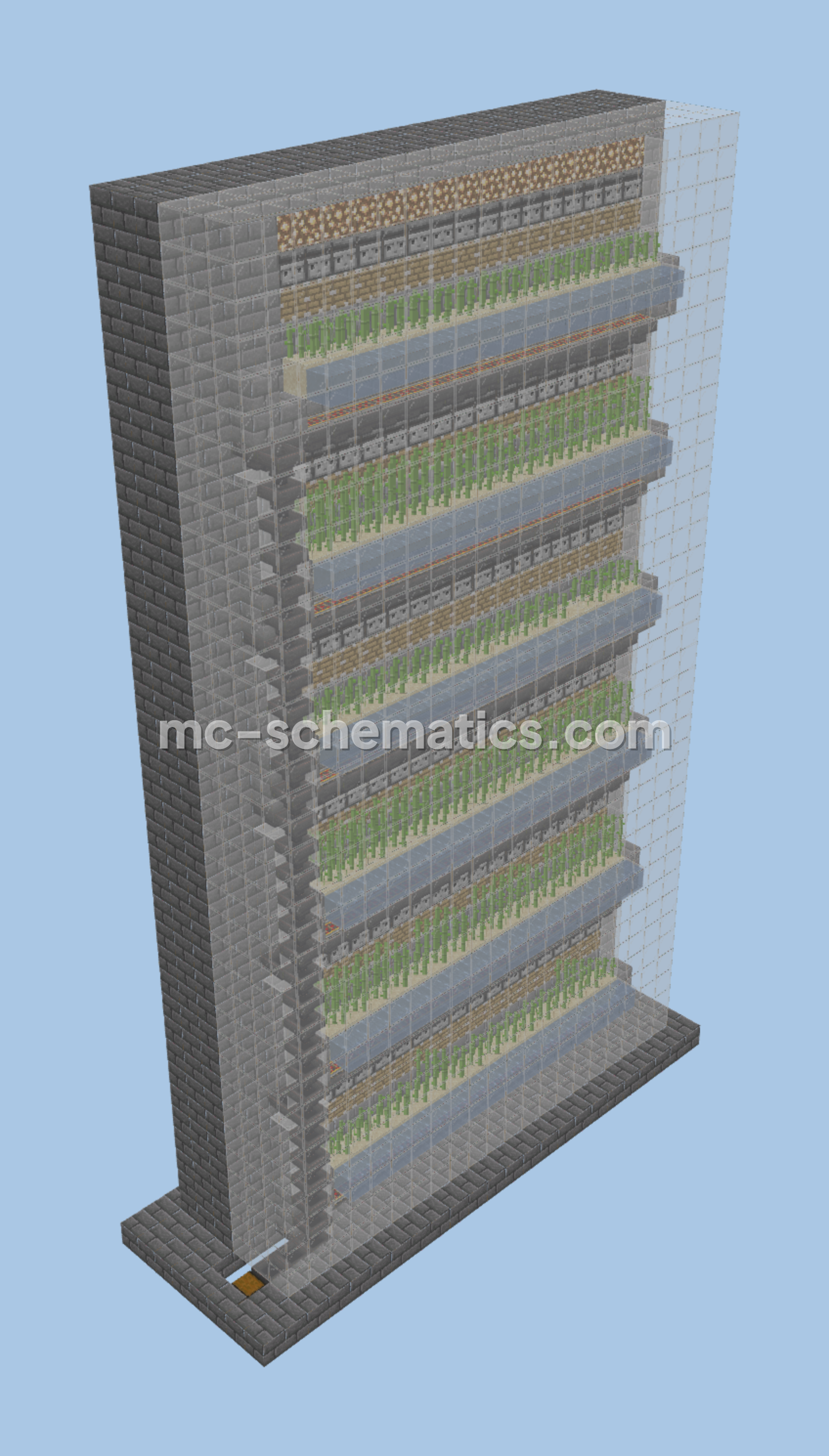 Automated Sugar Cane Farm with Minecart System Minecraft schematic preview