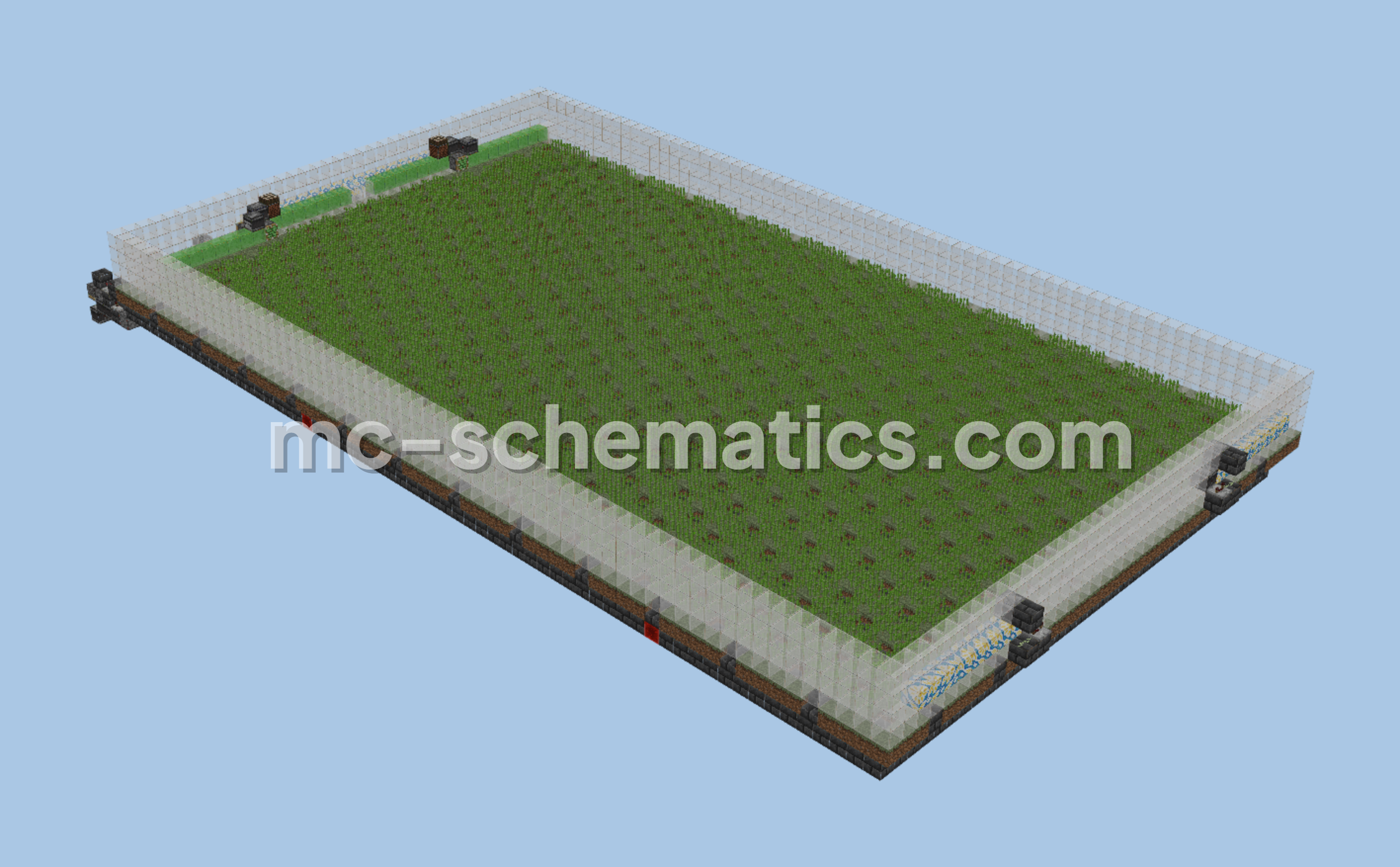 Automated Sugar Cane Farm with Slime Block Flying Machines Minecraft schematic
