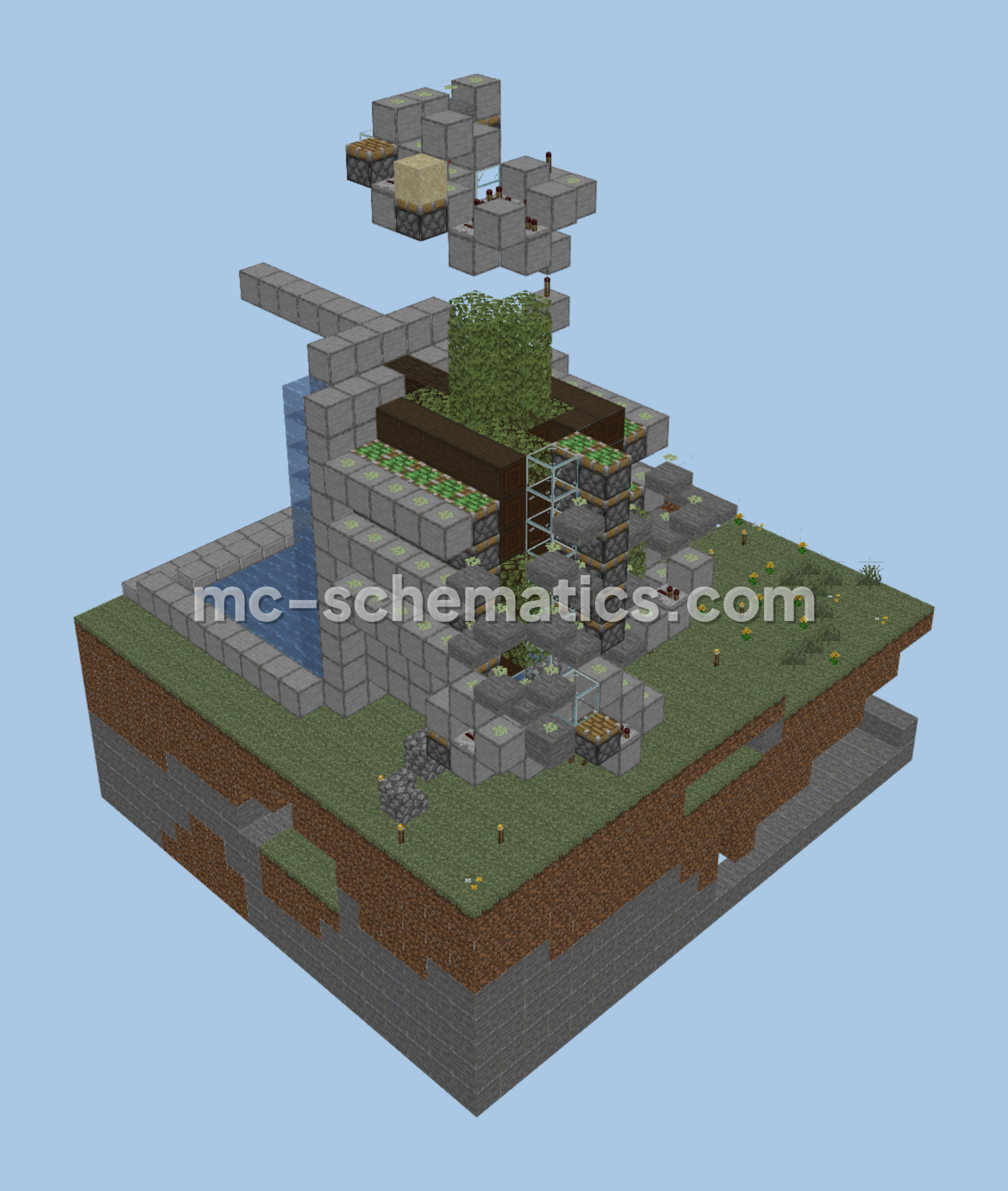 Automated Wood Farm With Storage Minecraft schematic