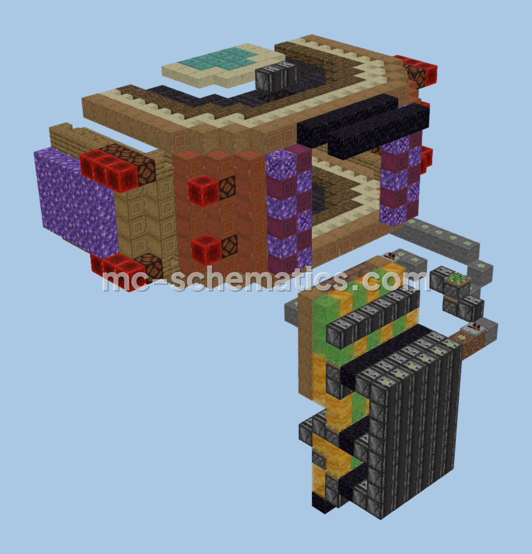 Automatic 6x6 Piston Door Minecraft schematic preview