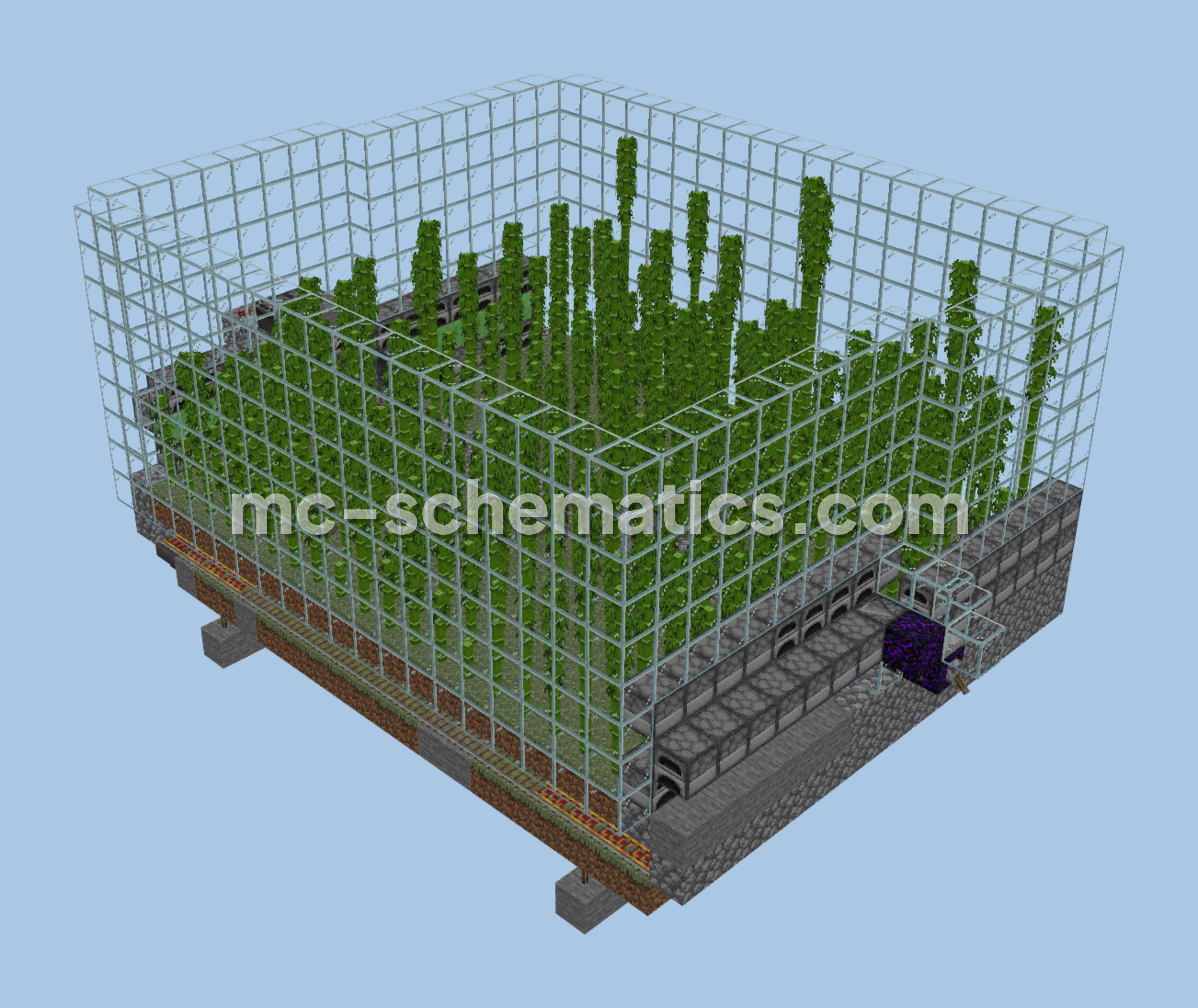 Automatic Bamboo Farm Flying Machine Minecraft schematic preview