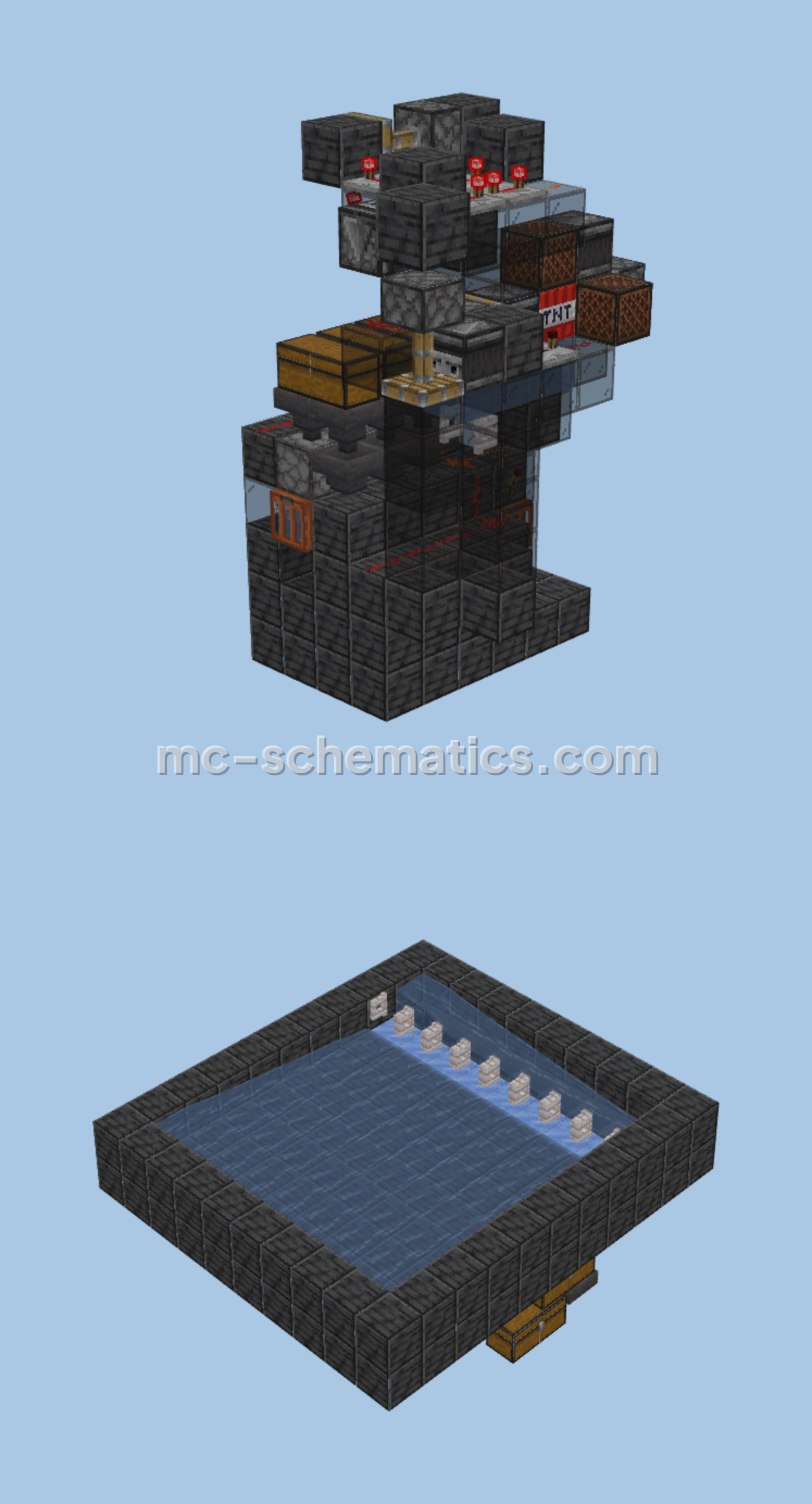 Automatic Concrete Converter With Storage Minecraft schematic preview