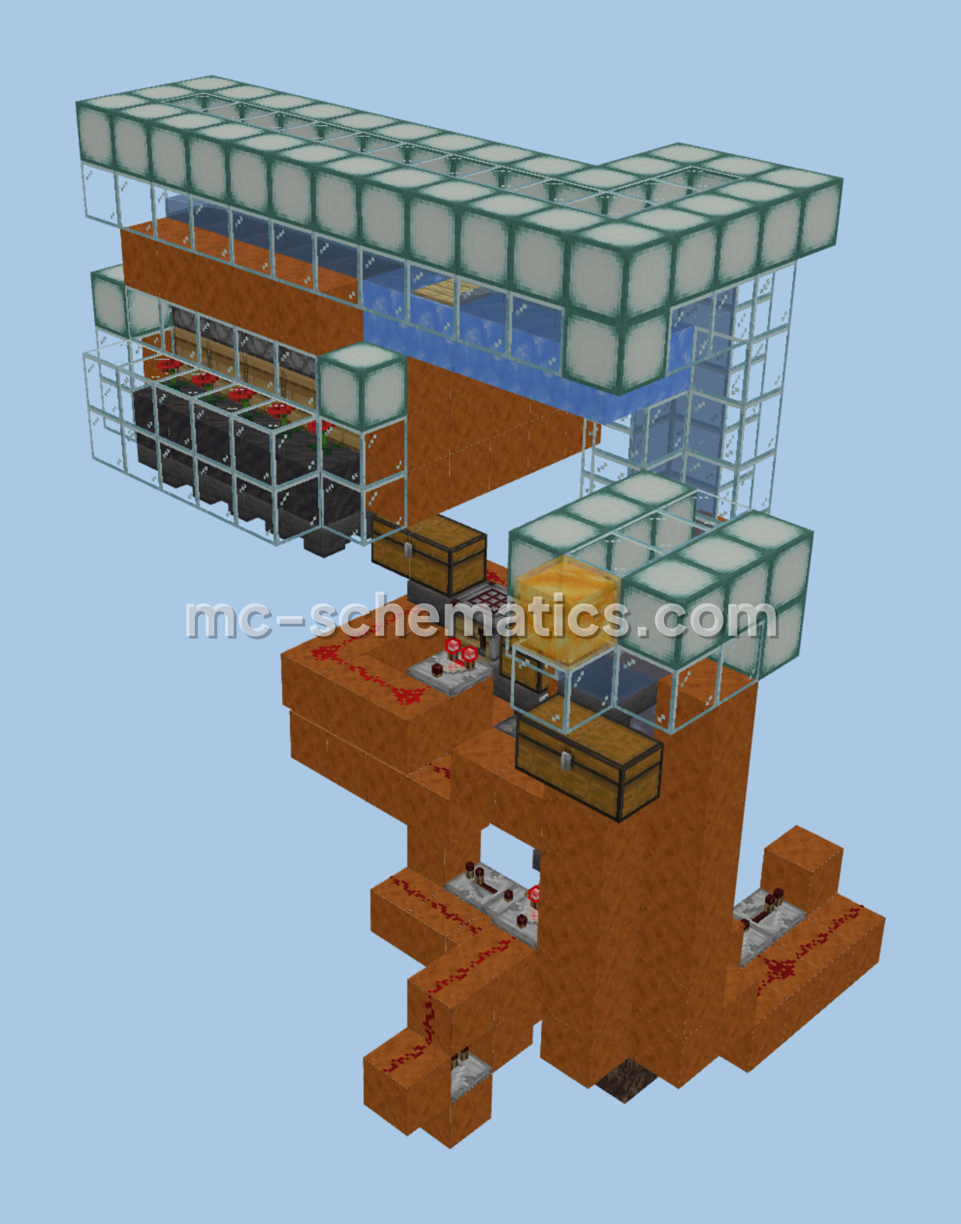 Automatic Honey Farm With Auto-Crafting Minecraft schematic preview