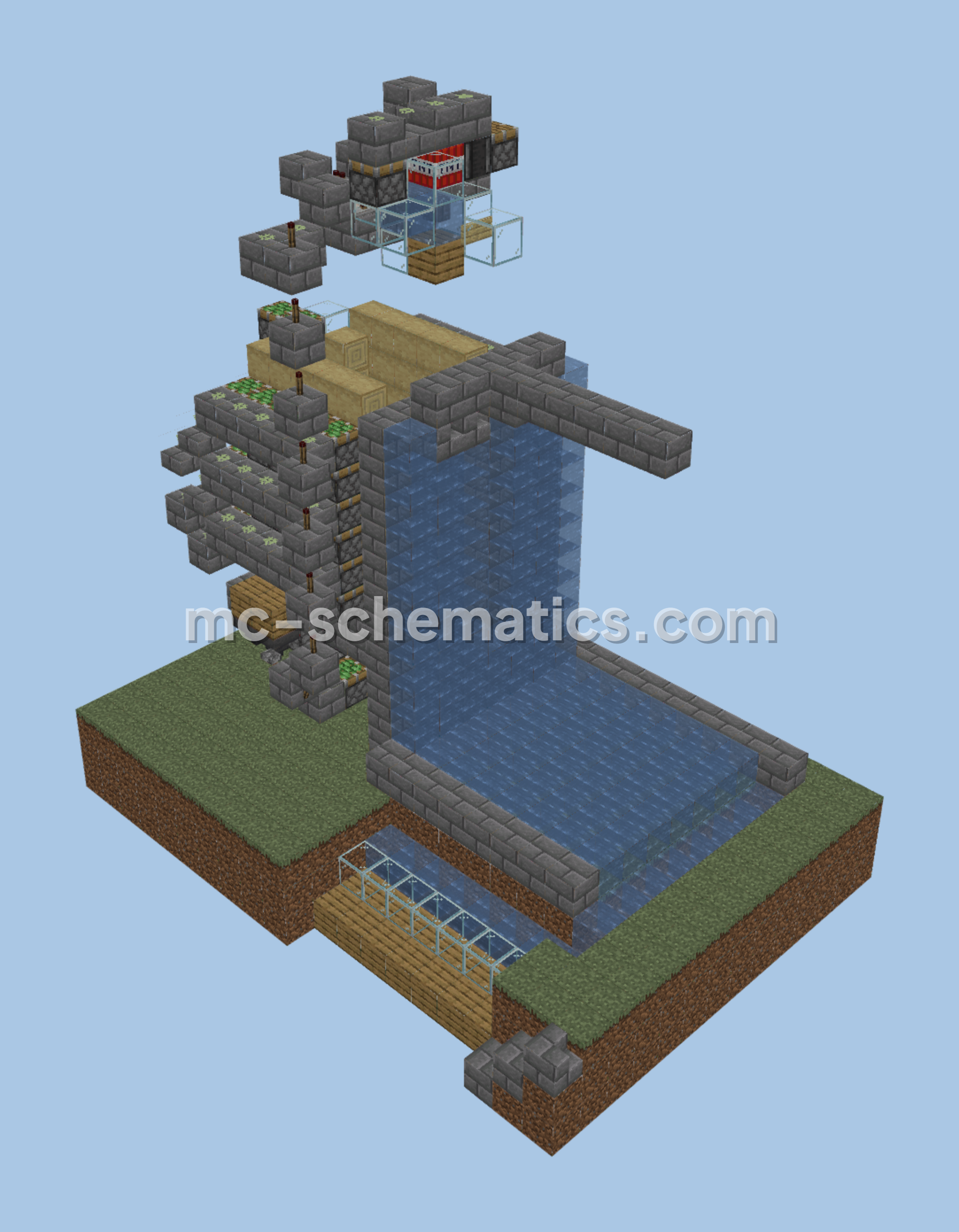 Automatic Log and Sapling Farm Minecraft schematic preview