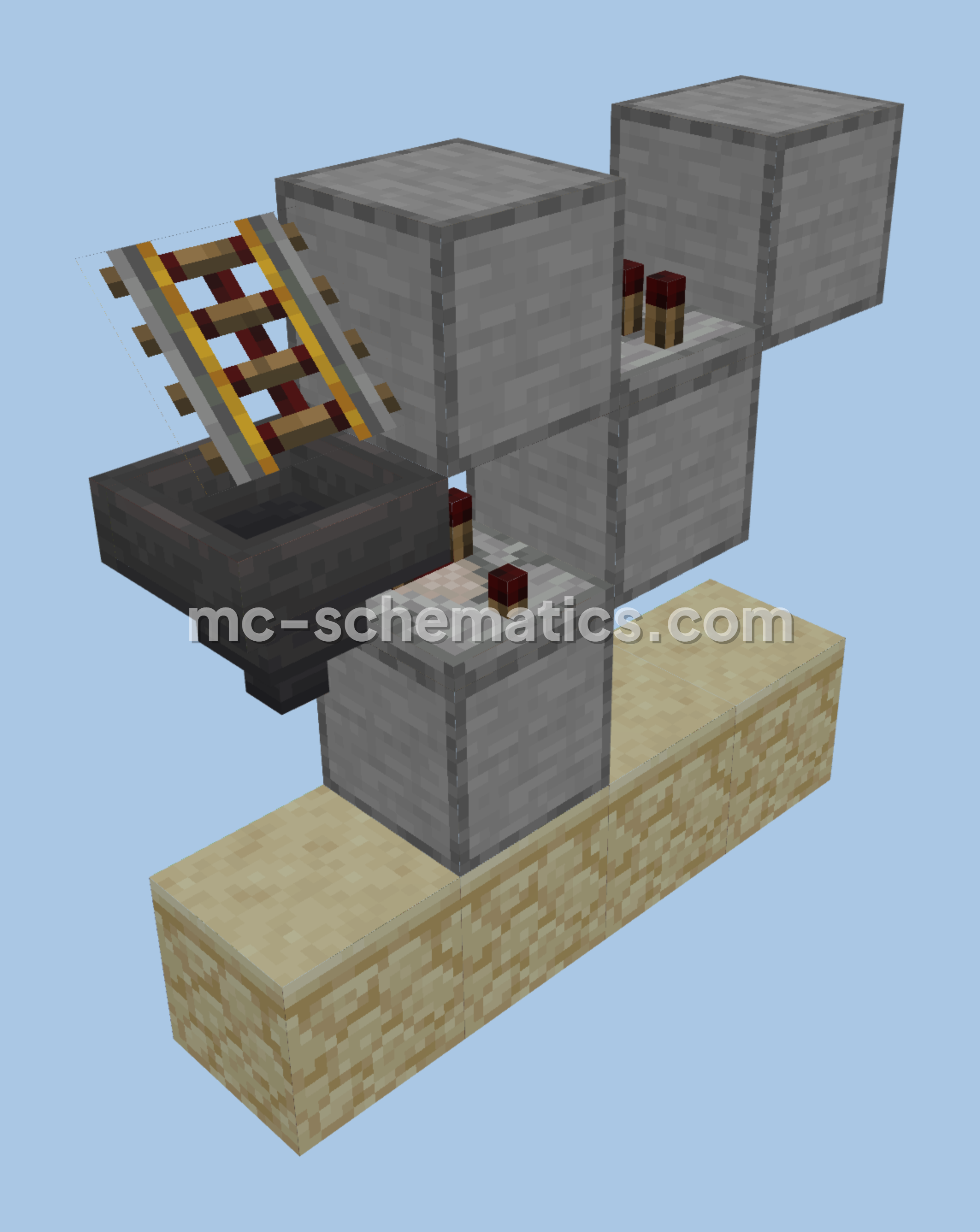 Automatic Minecart Unloader Minecraft schematic preview