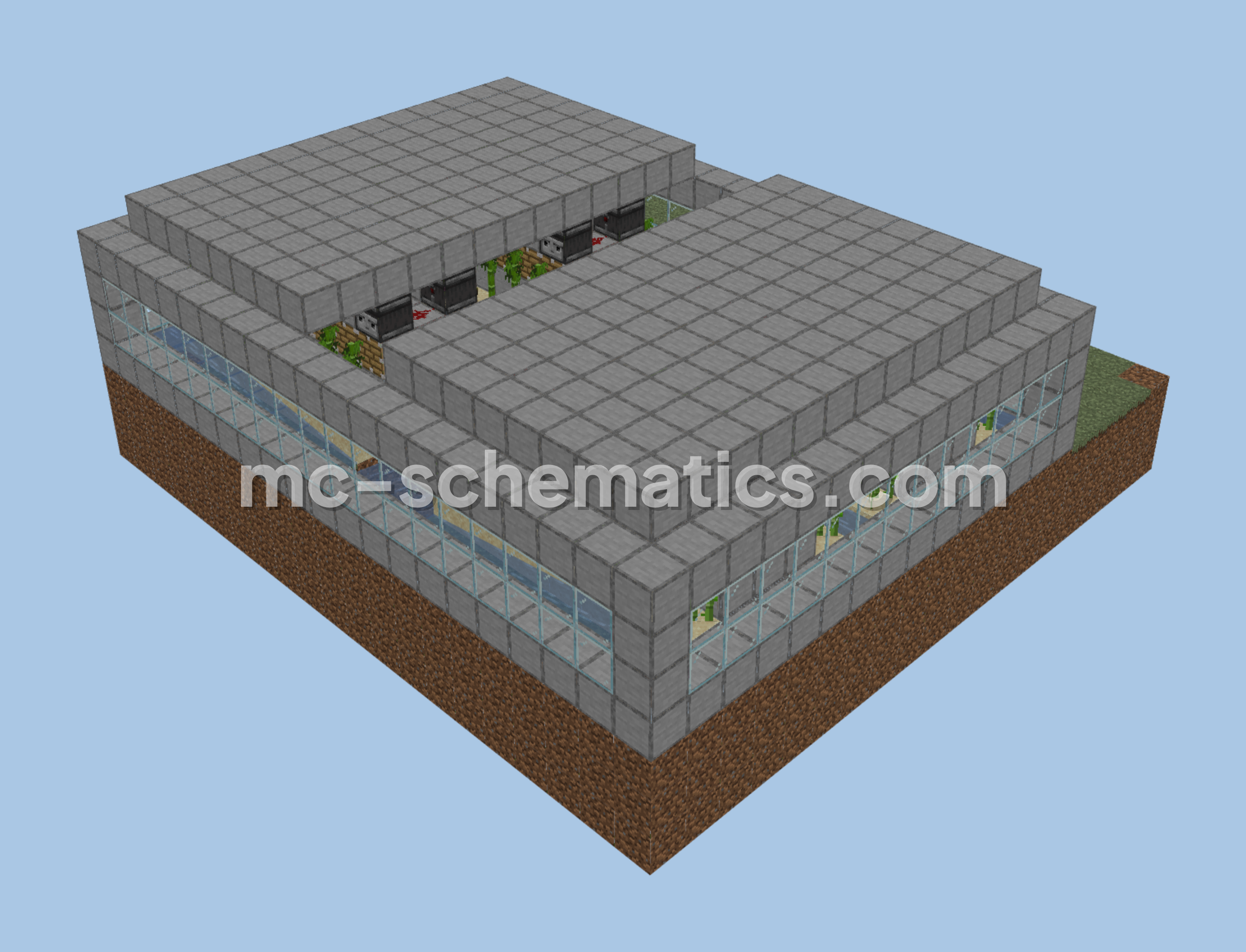 Automatic Sugar Cane and Bamboo Farm Minecraft schematic preview