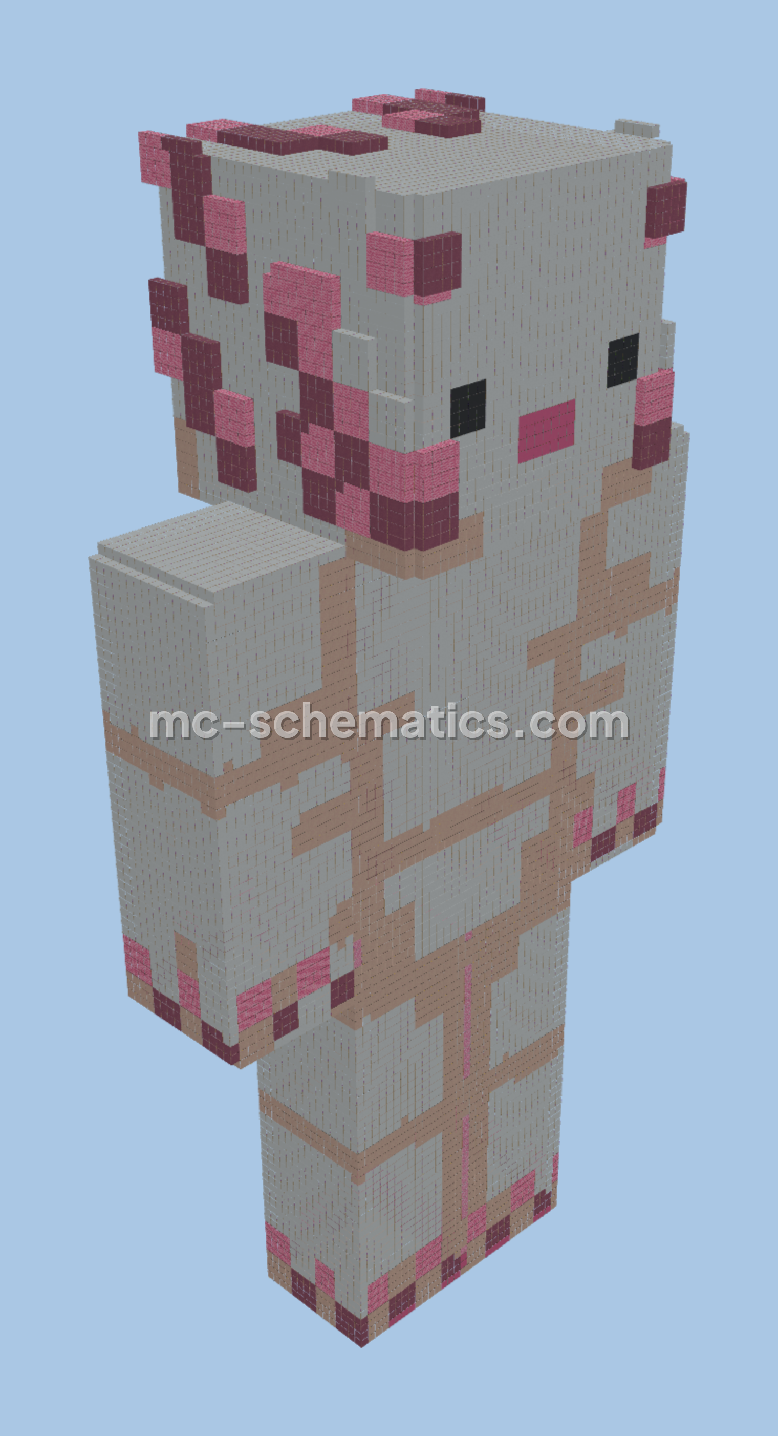 Axolotl Skin Statue 120 Height Build Minecraft schematic