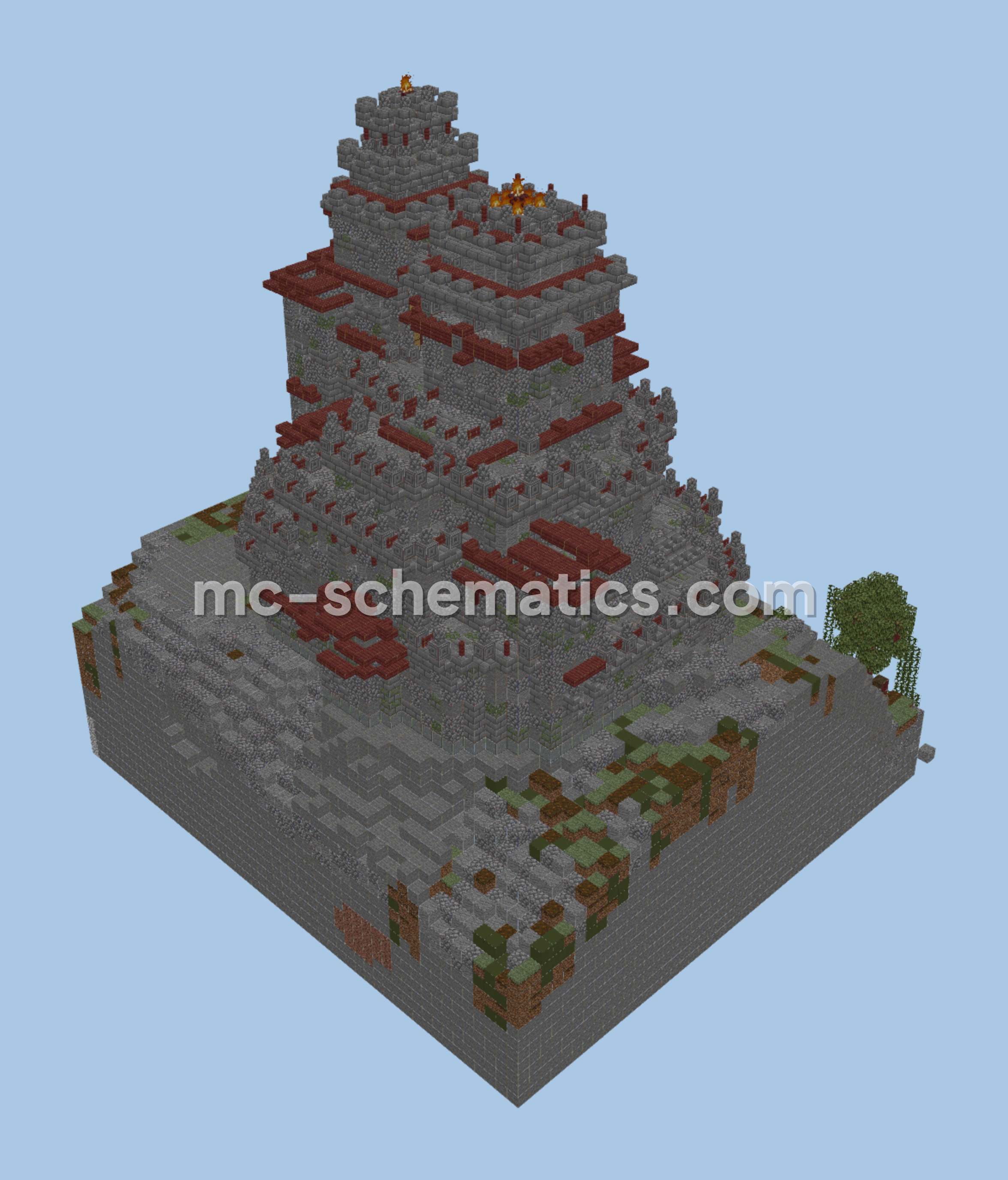 Aztec Hilltop Fortress Minecraft schematic preview