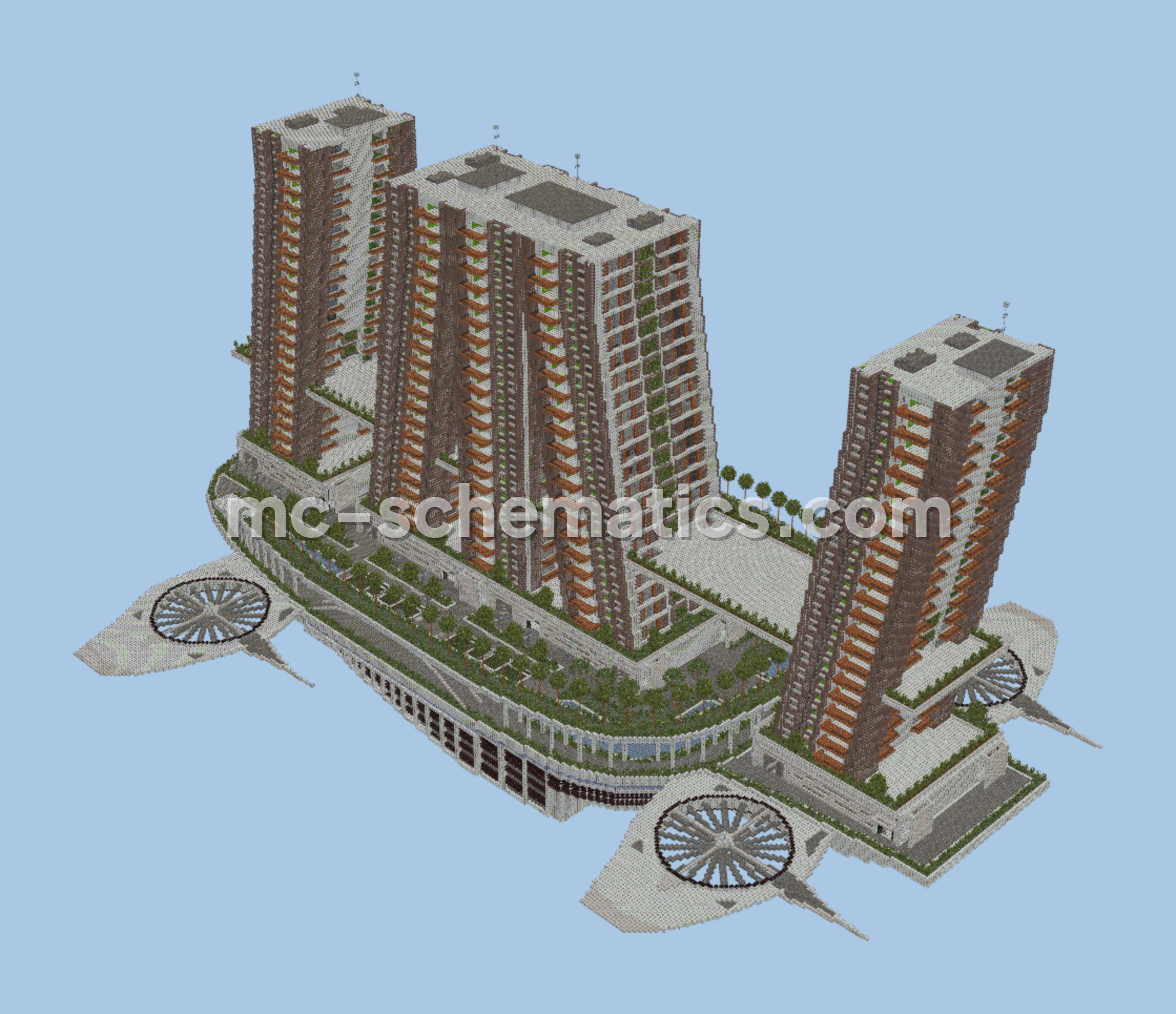 Futuristic Urban Flying City Airship Berta Minecraft schematic preview