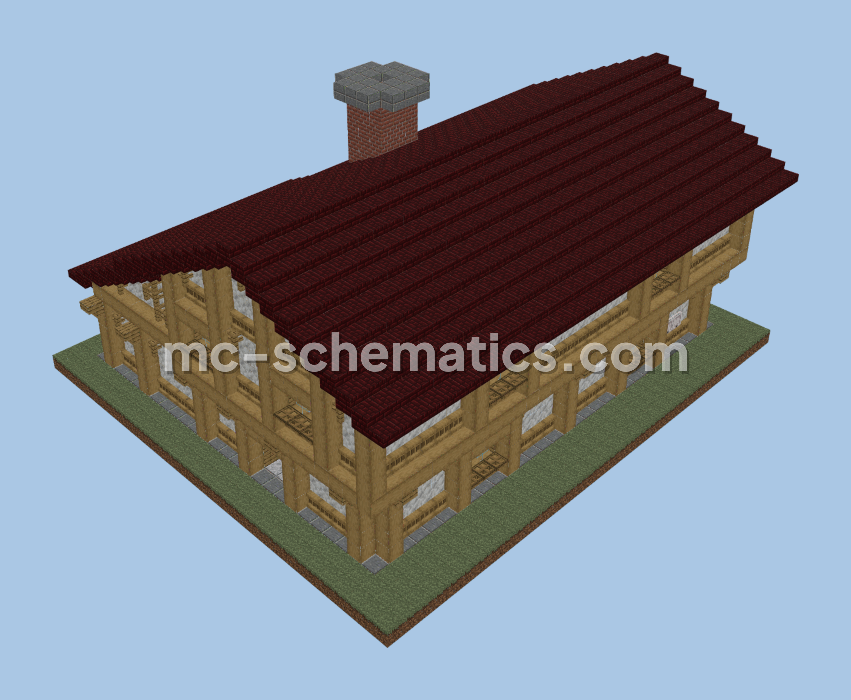 Big Red Roof House Minecraft schematic preview