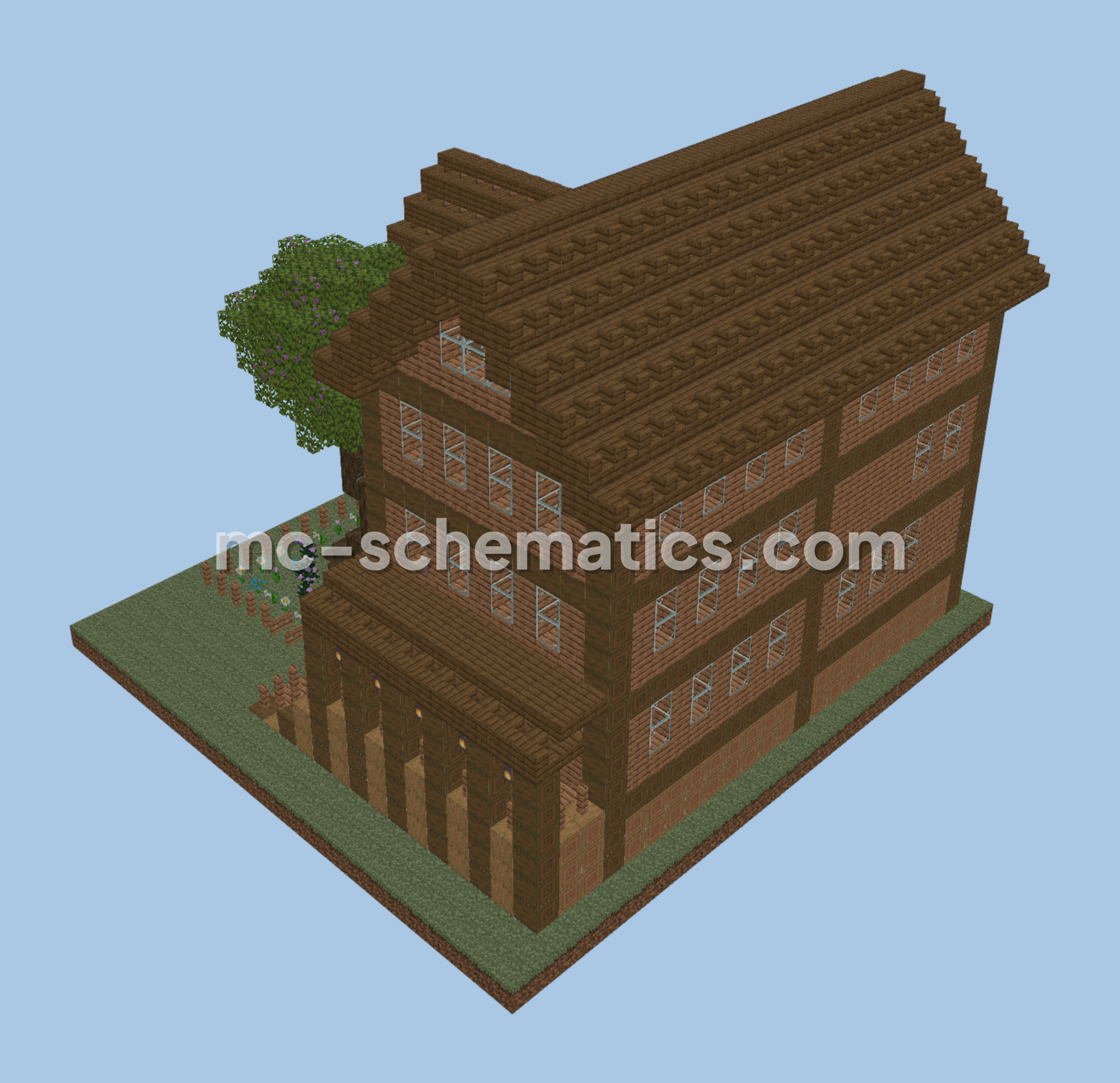 Birch And Oak Three Story Treehouse Minecraft schematic preview