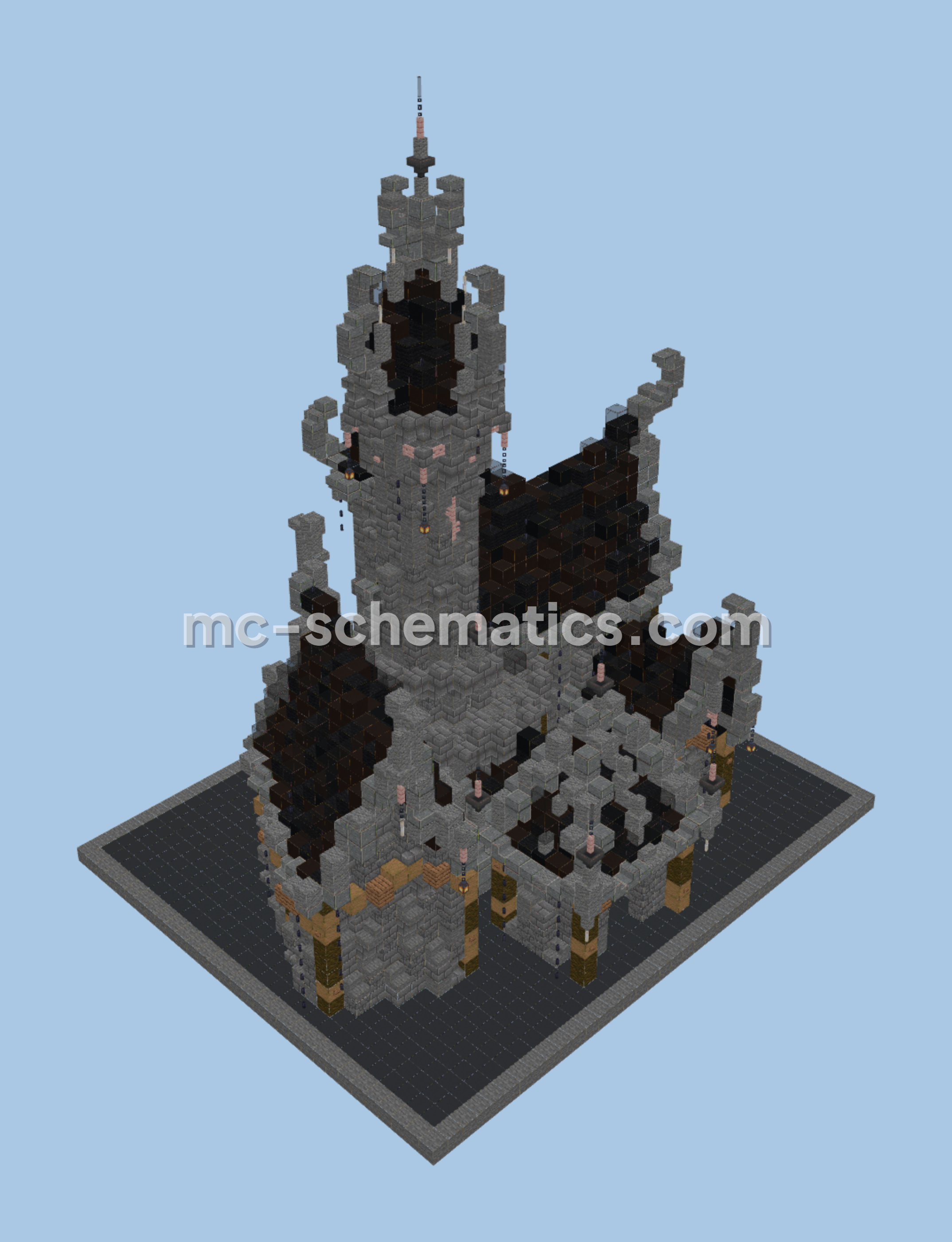 Black Medieval Fantasy Castle Structure Minecraft schematic preview
