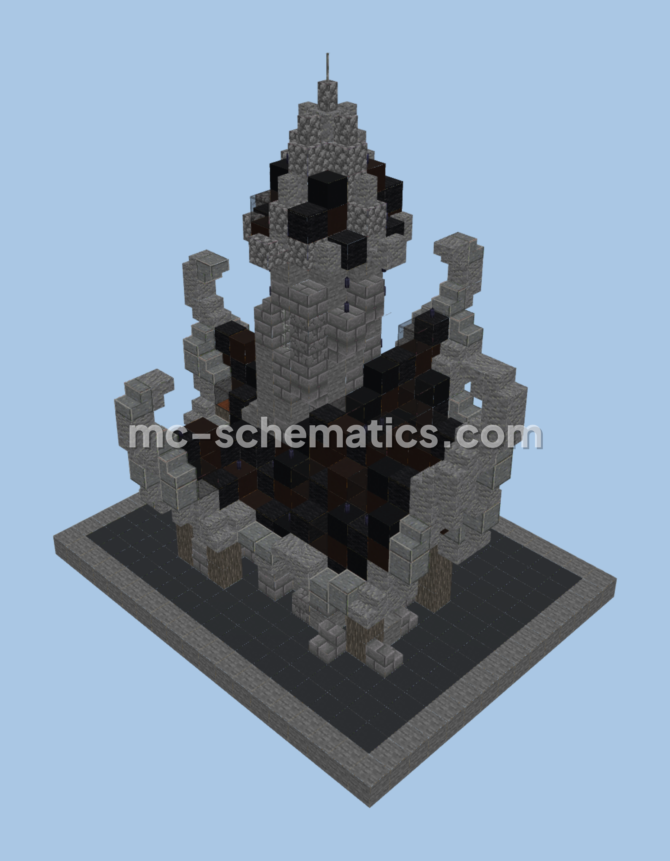 Black Medieval Fantasy House 3 Minecraft schematic preview