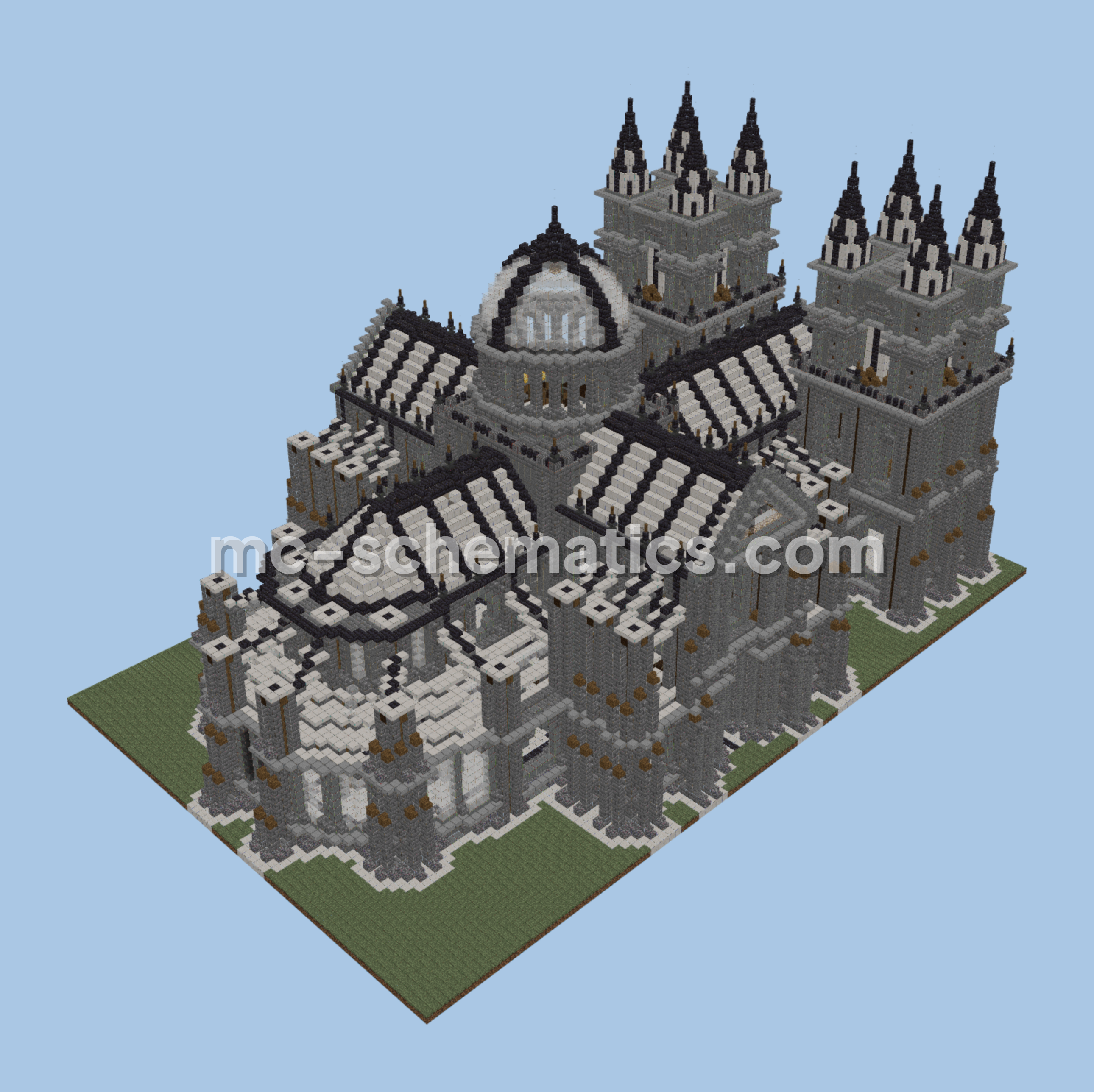 Black White Cathedral Minecraft schematic preview