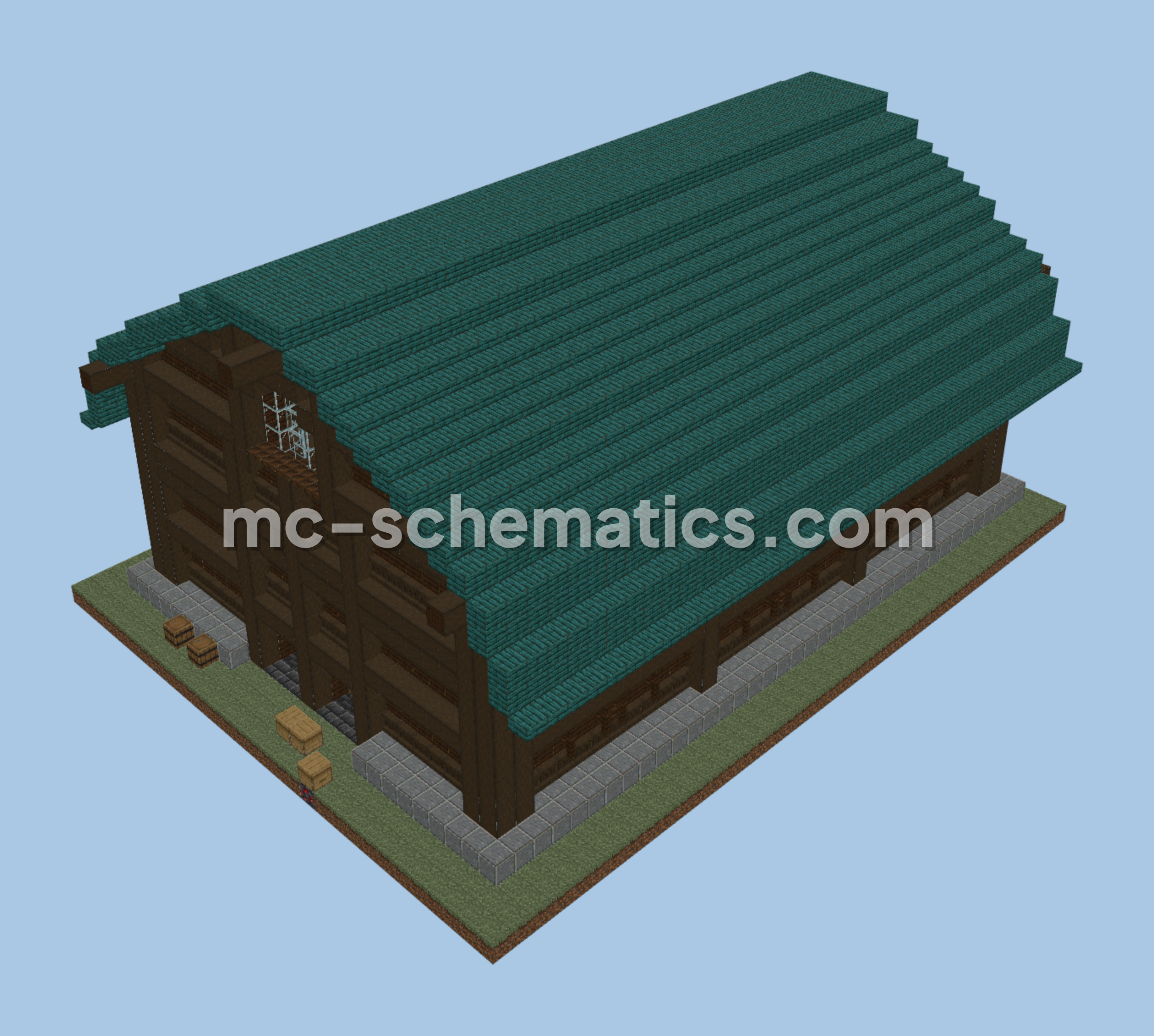 Blue Roof Human Barn Minecraft Project Minecraft schematic preview