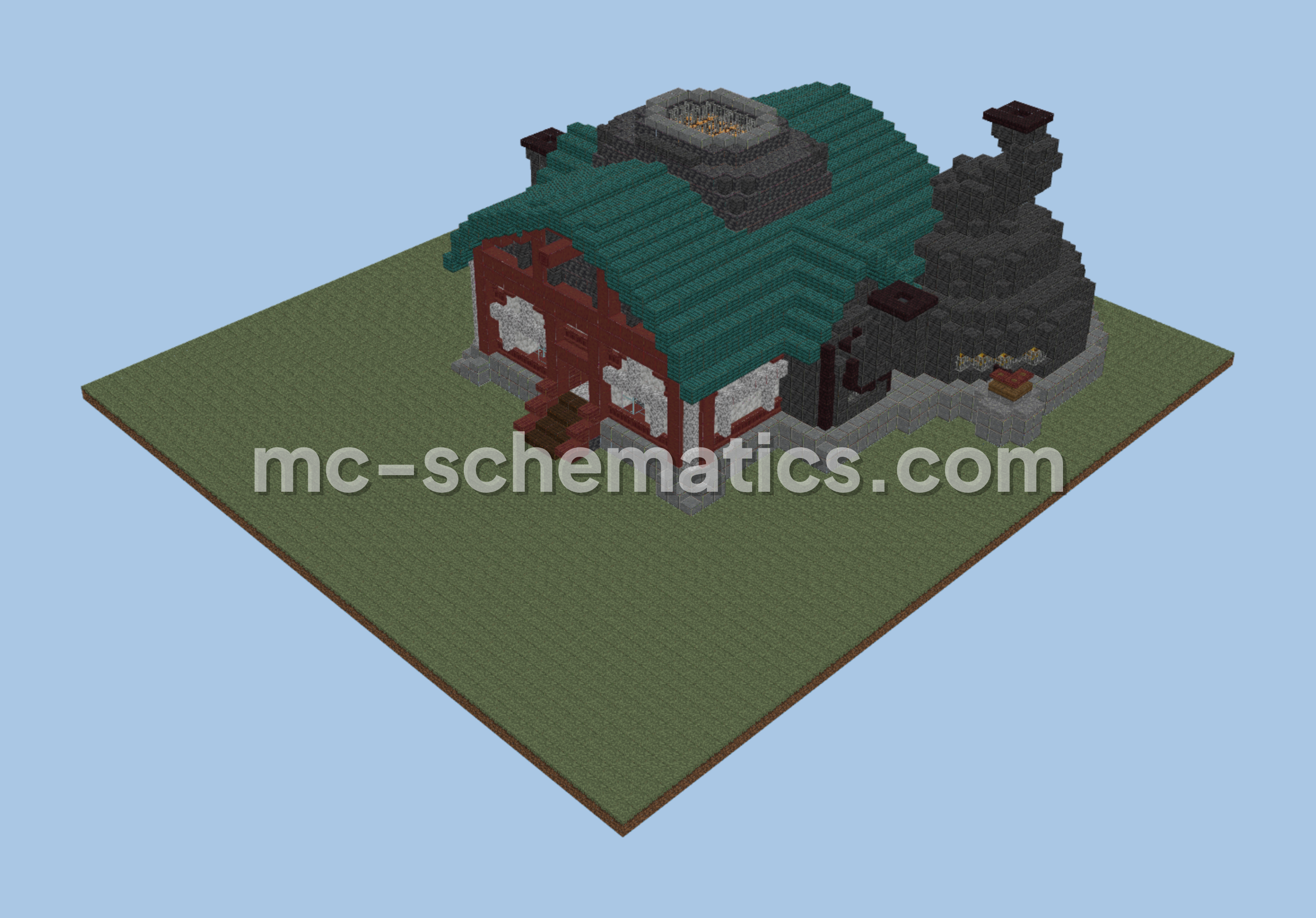 Blue Roof Human Forge Structure Minecraft schematic preview