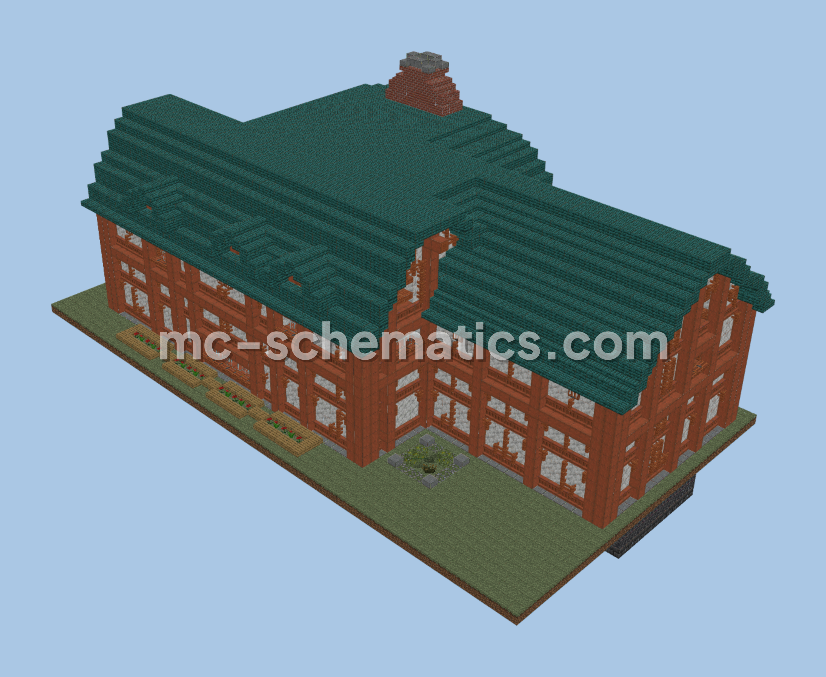 Blue Roof Human Inn Lion's Pride Inn Minecraft schematic preview