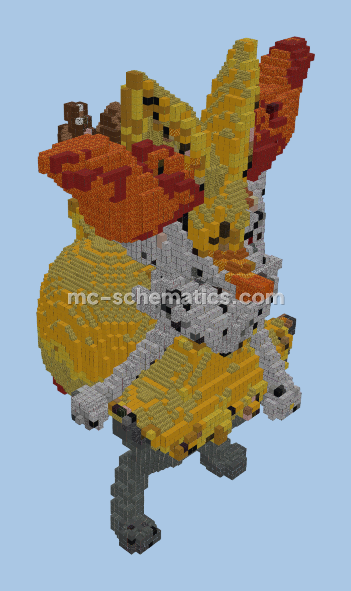 Braixen Fire Creature Statue Minecraft schematic preview