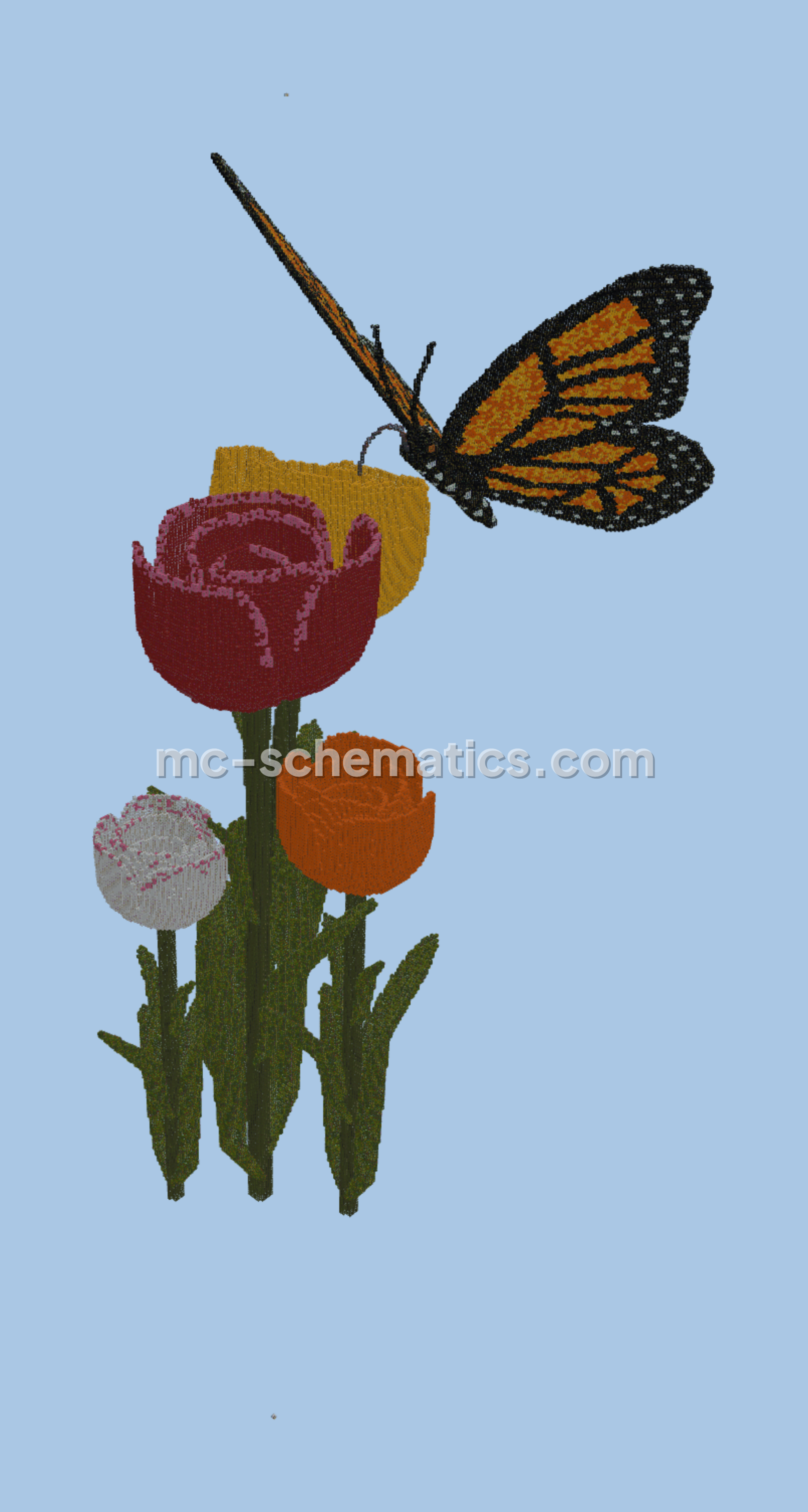 Butterfly and Tulip Build Minecraft schematic preview
