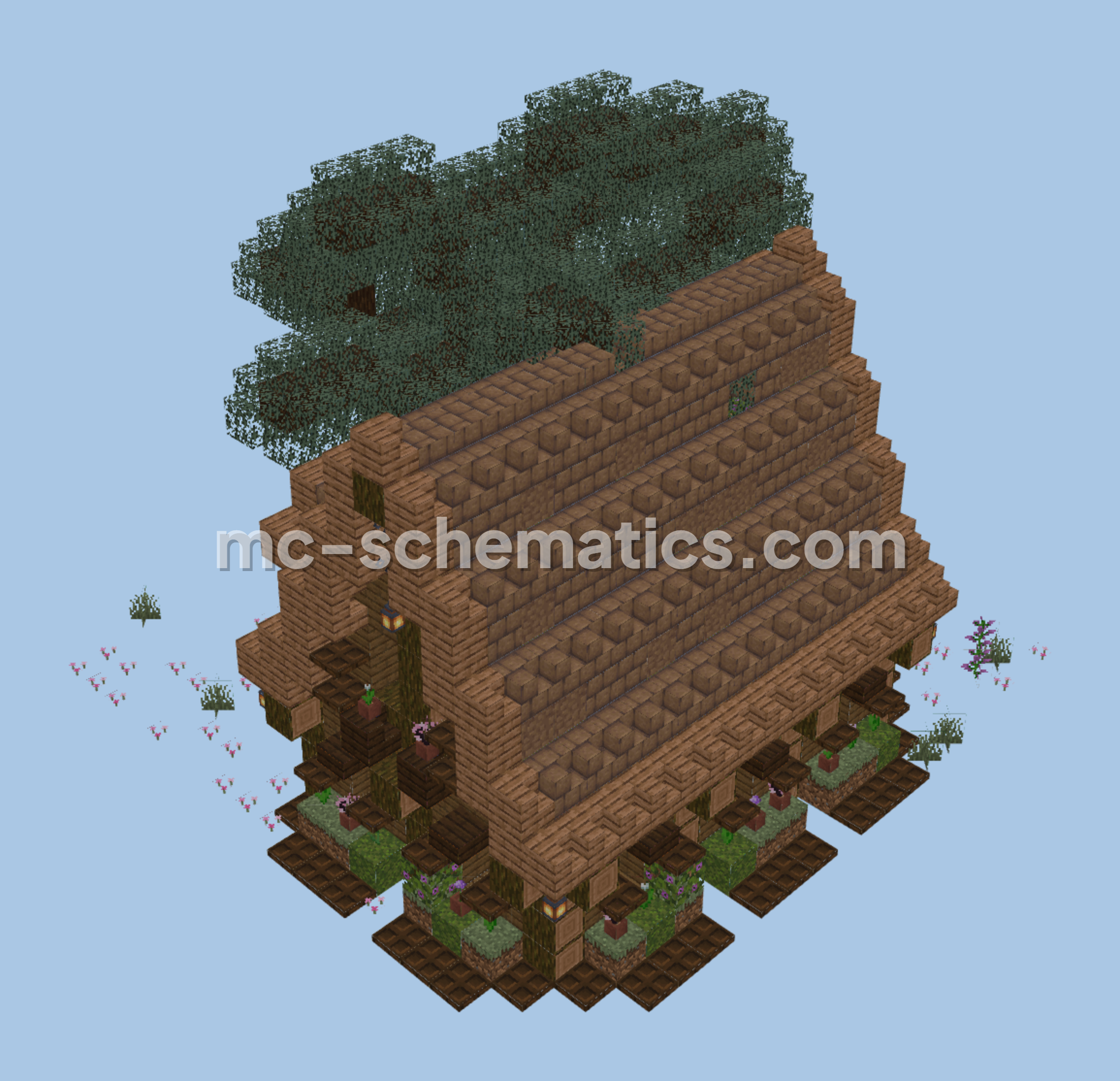 Cherry Blossom Cottage House Minecraft schematic preview