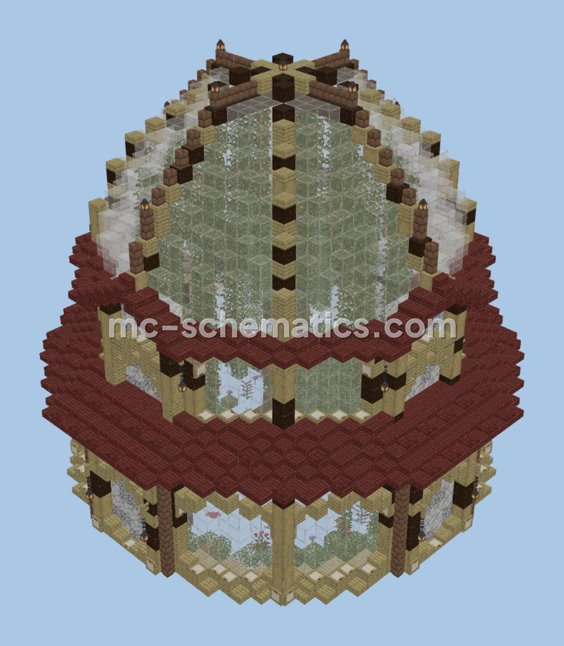 Cherry Blossom Greenhouse Garden Minecraft schematic preview
