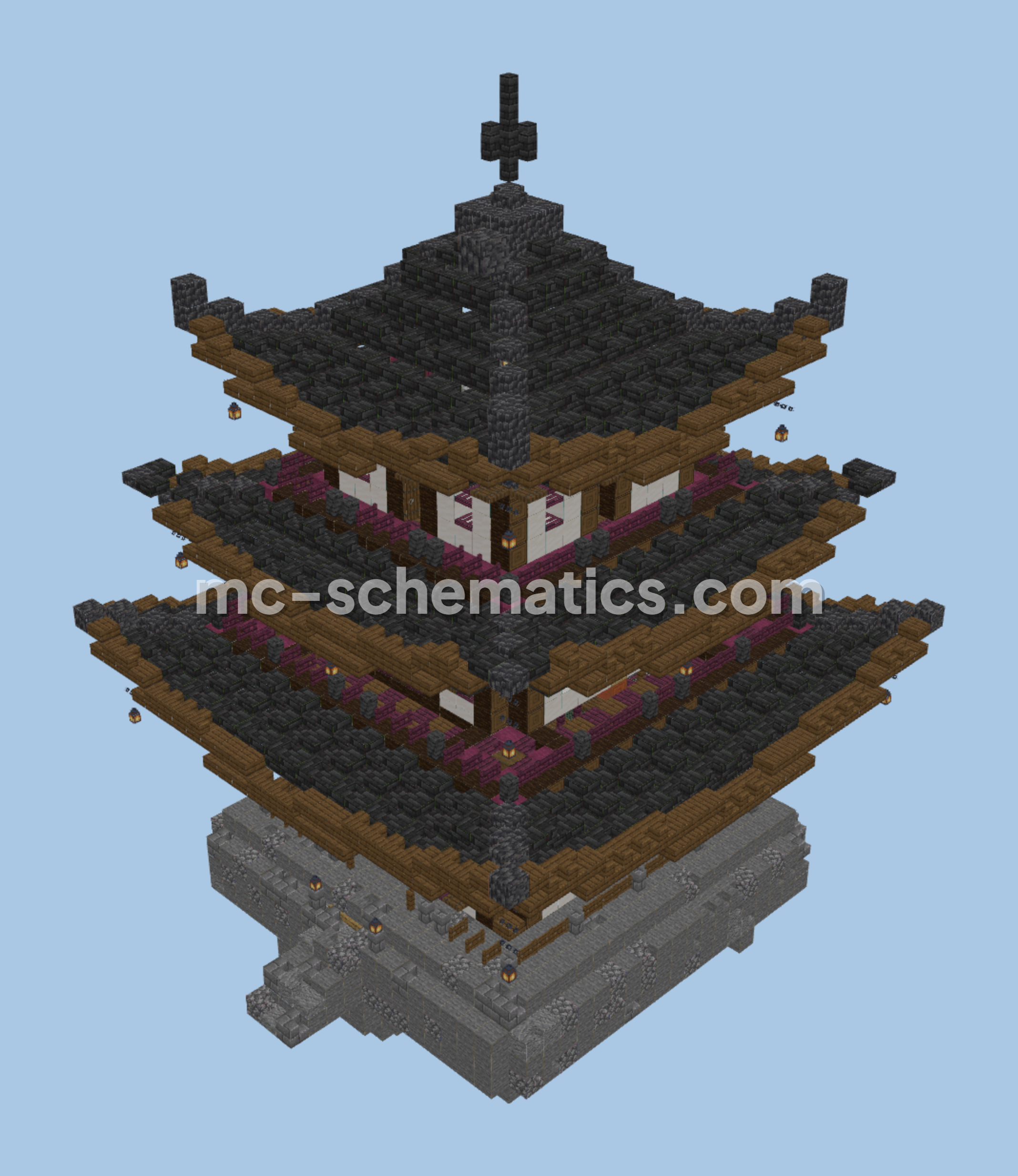 Cherry Japanese Temple Structure Minecraft schematic preview