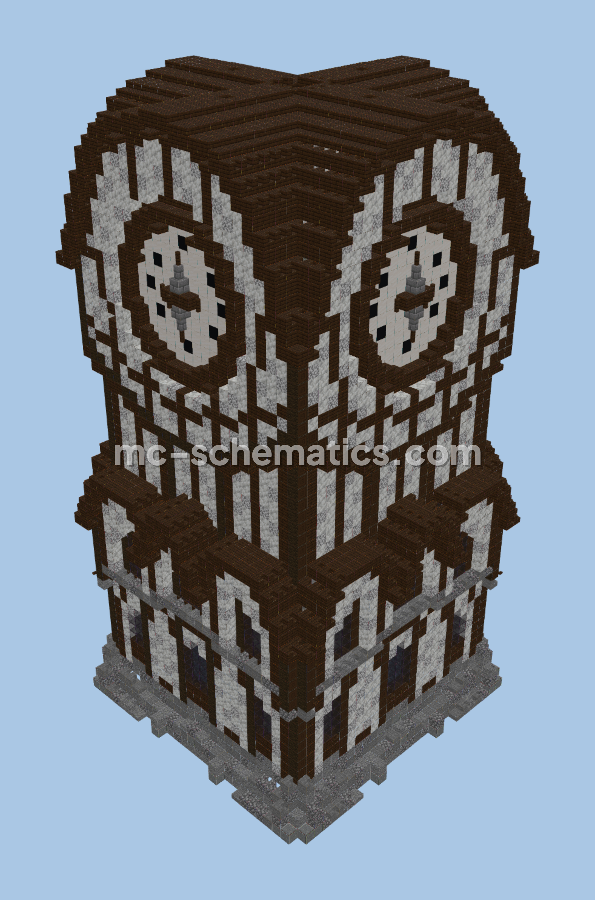 Clock Tower Mob Farm Structure Minecraft schematic preview