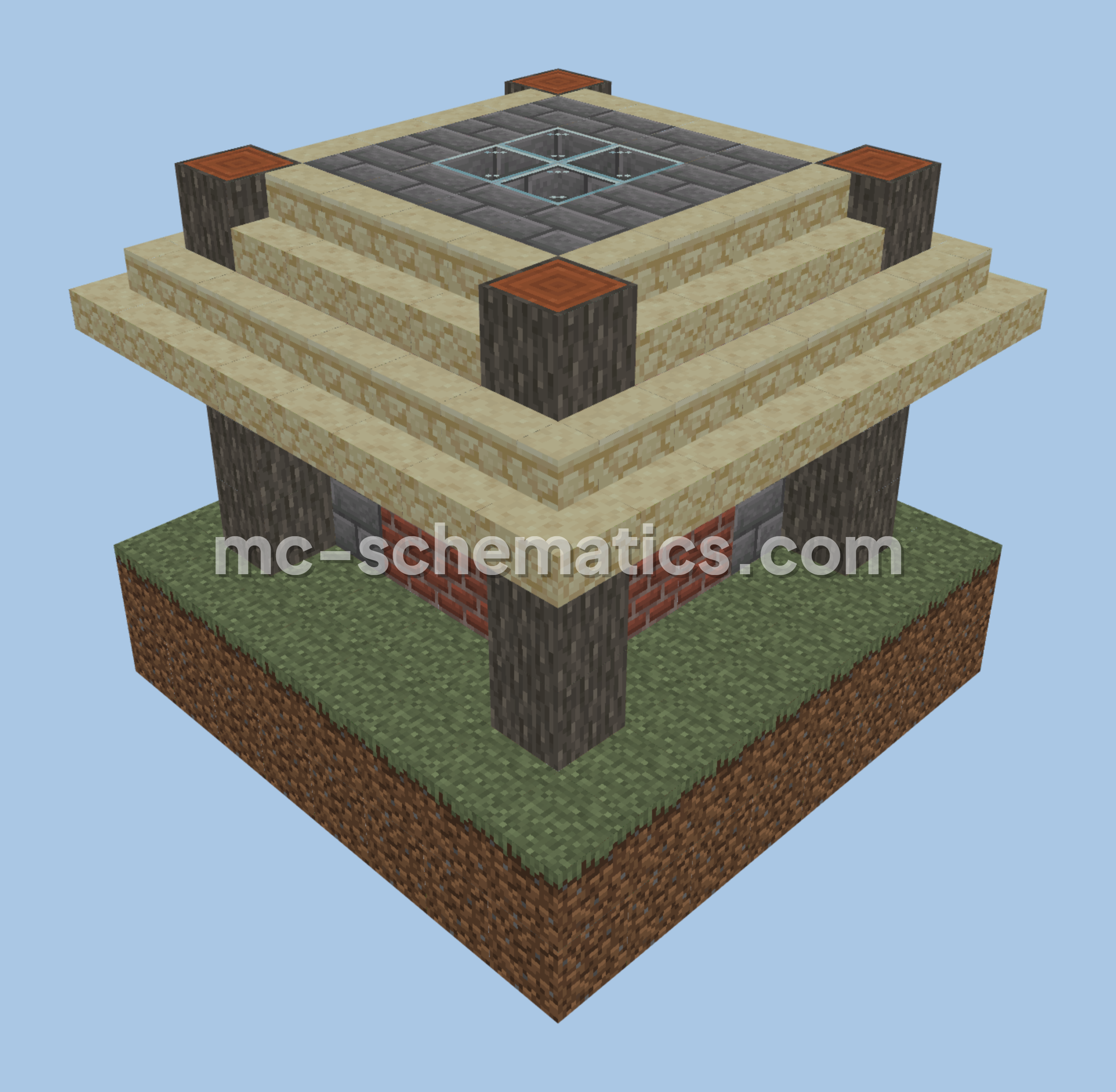Compact 2x2 Player House Minecraft schematic preview