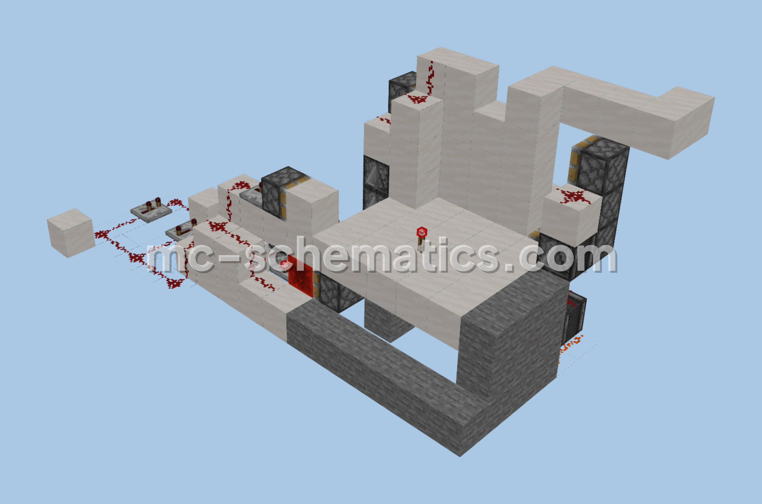 Compact 3x3 Redstone Piston Door Minecraft schematic preview