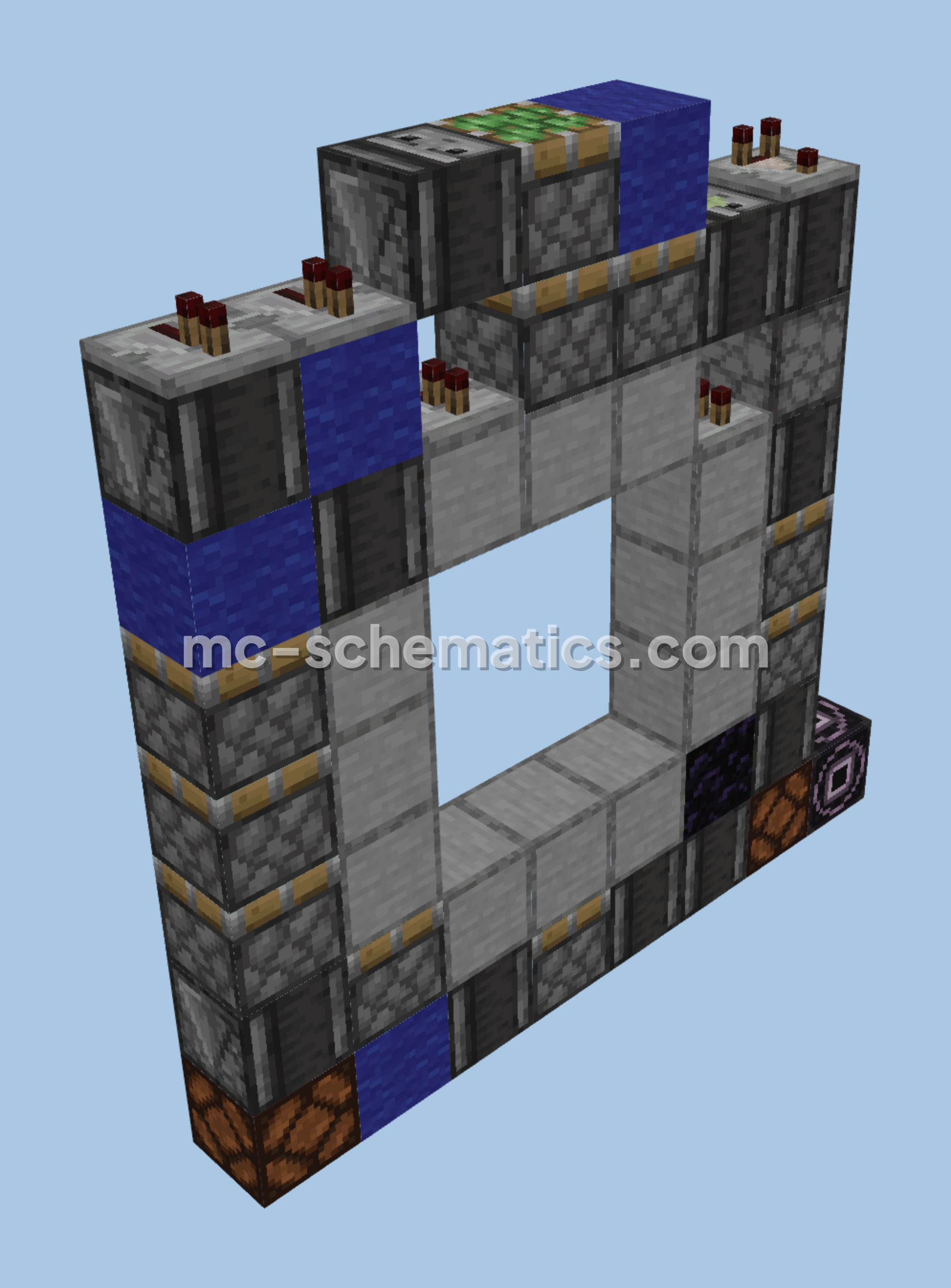 Compact 3x3 Piston Door Minecraft schematic preview