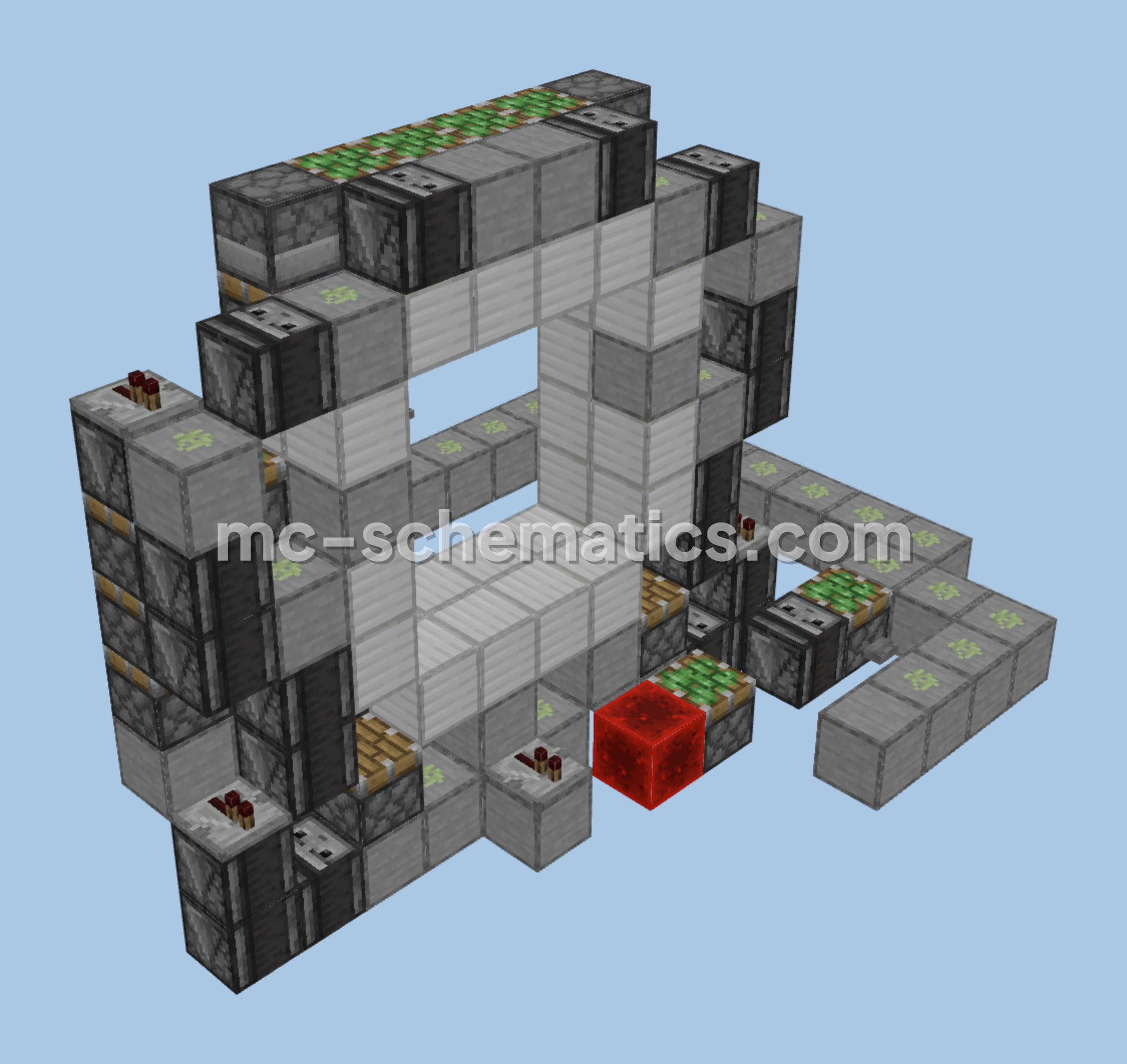 Compact 4x4 Piston Door Minecraft schematic preview