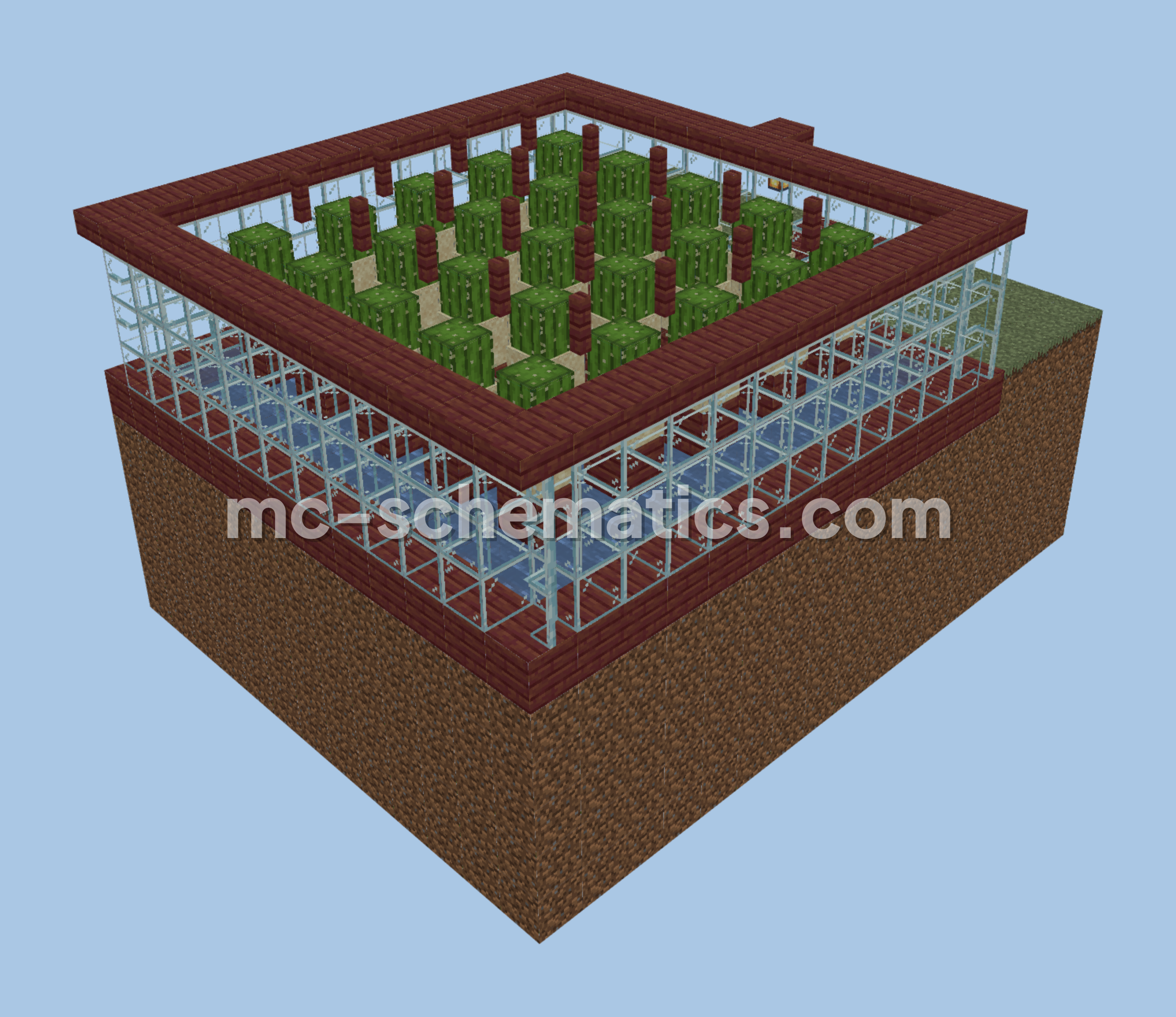 Compact Automatic Cactus Farming Setup Minecraft schematic