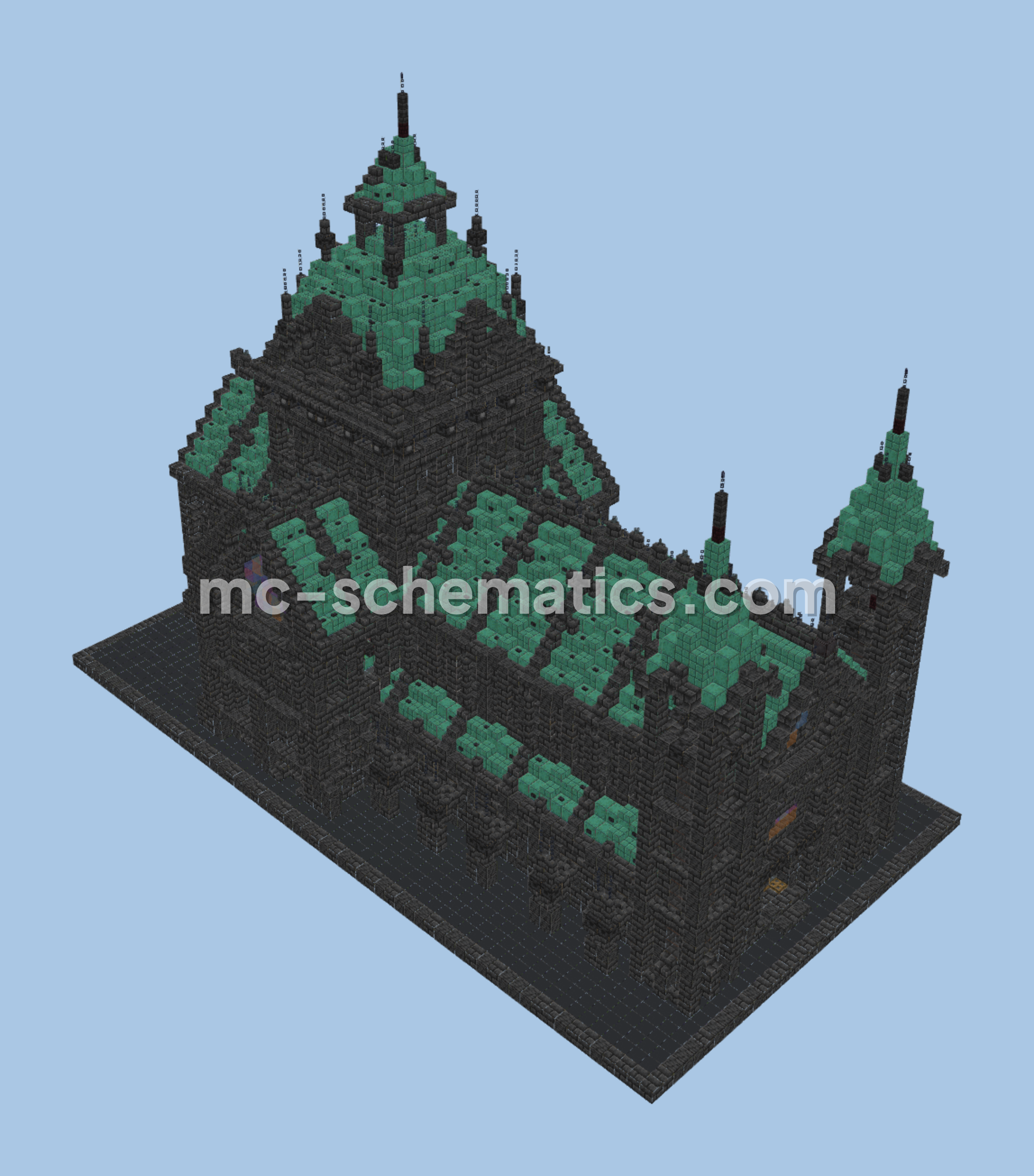 Compact Dark Copper Gothic Cathedral Minecraft schematic preview
