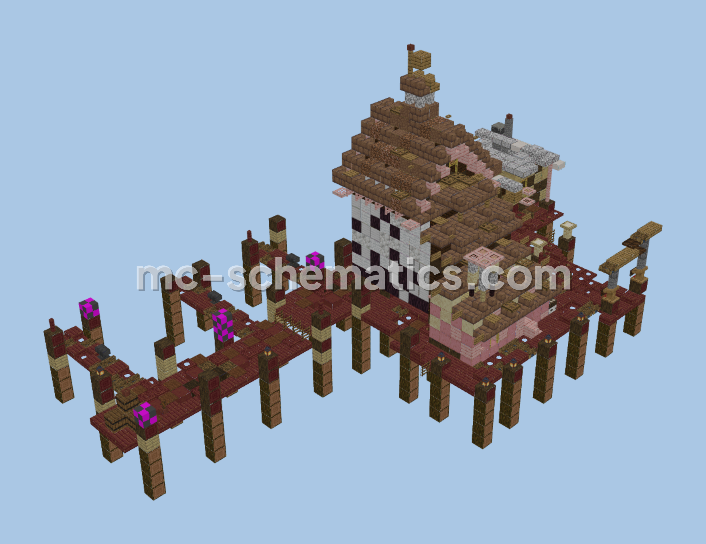 Compact Fisher House Minecraft schematic preview