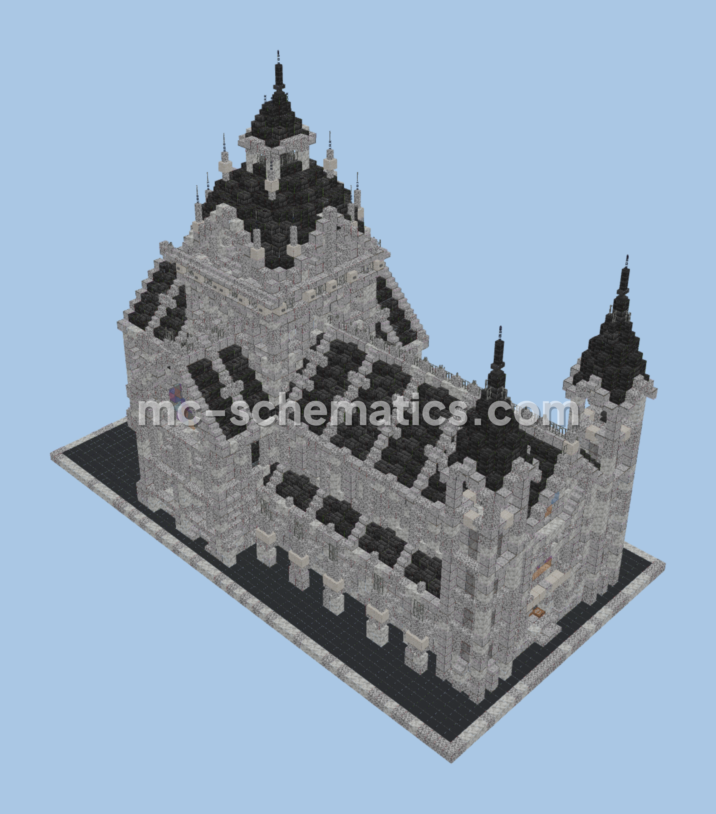 Compact Gothic White Cathedral Minecraft schematic preview