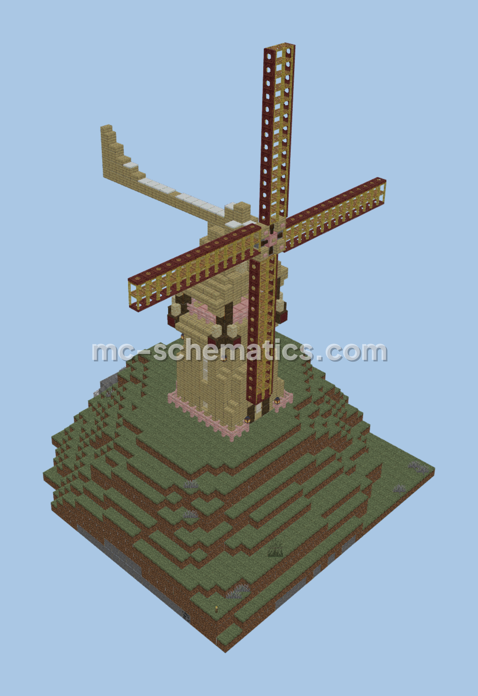 Compact Hillside Windmill Minecraft schematic preview