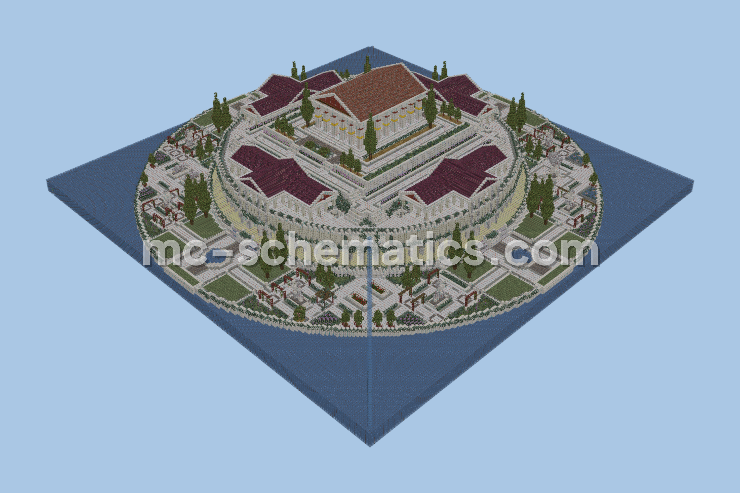 Compact Technical Survival Base with Integrated Trading Hall Minecraft schematic