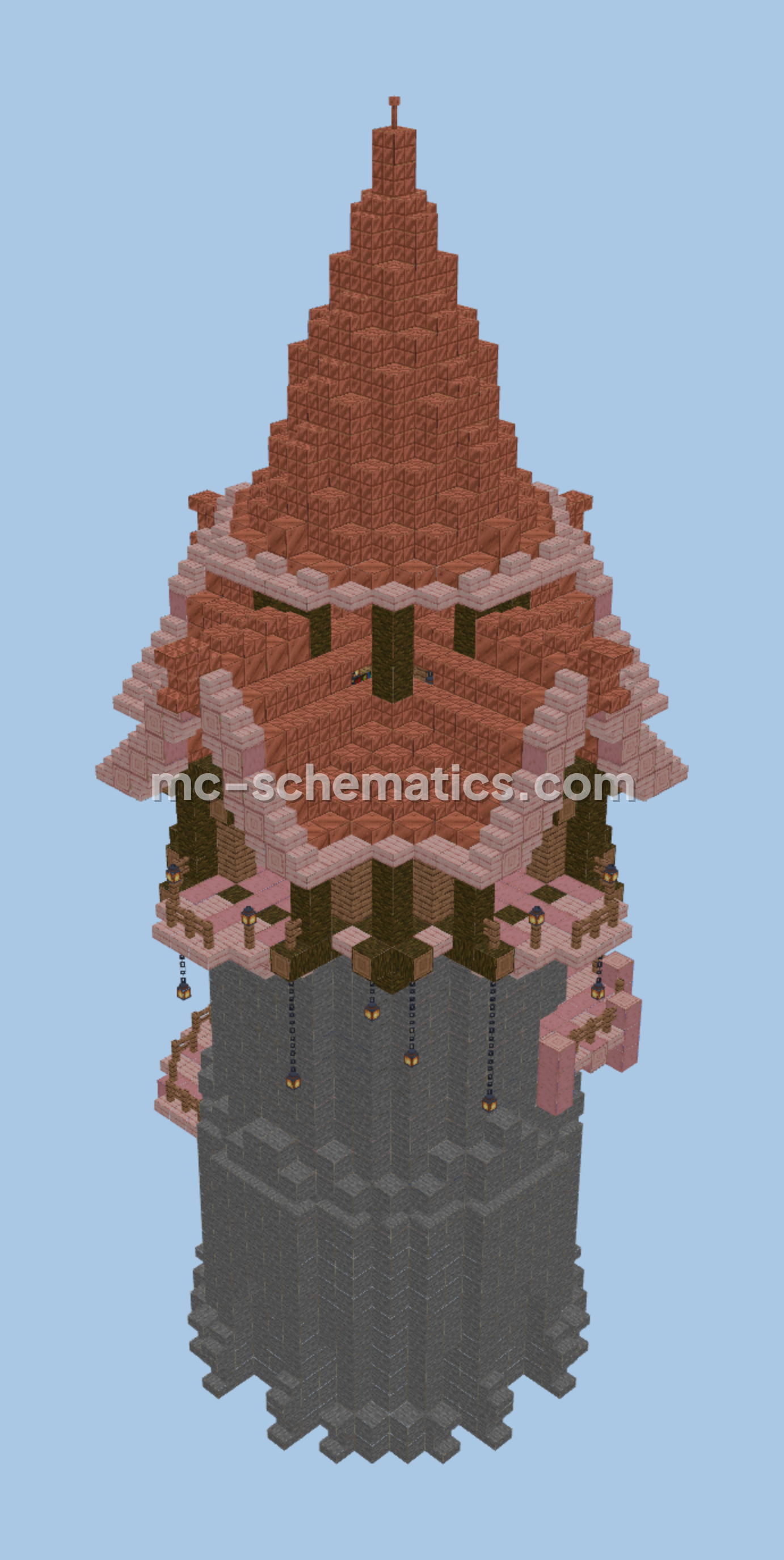 Copper Mage Tower Snowy Village Build Minecraft schematic preview